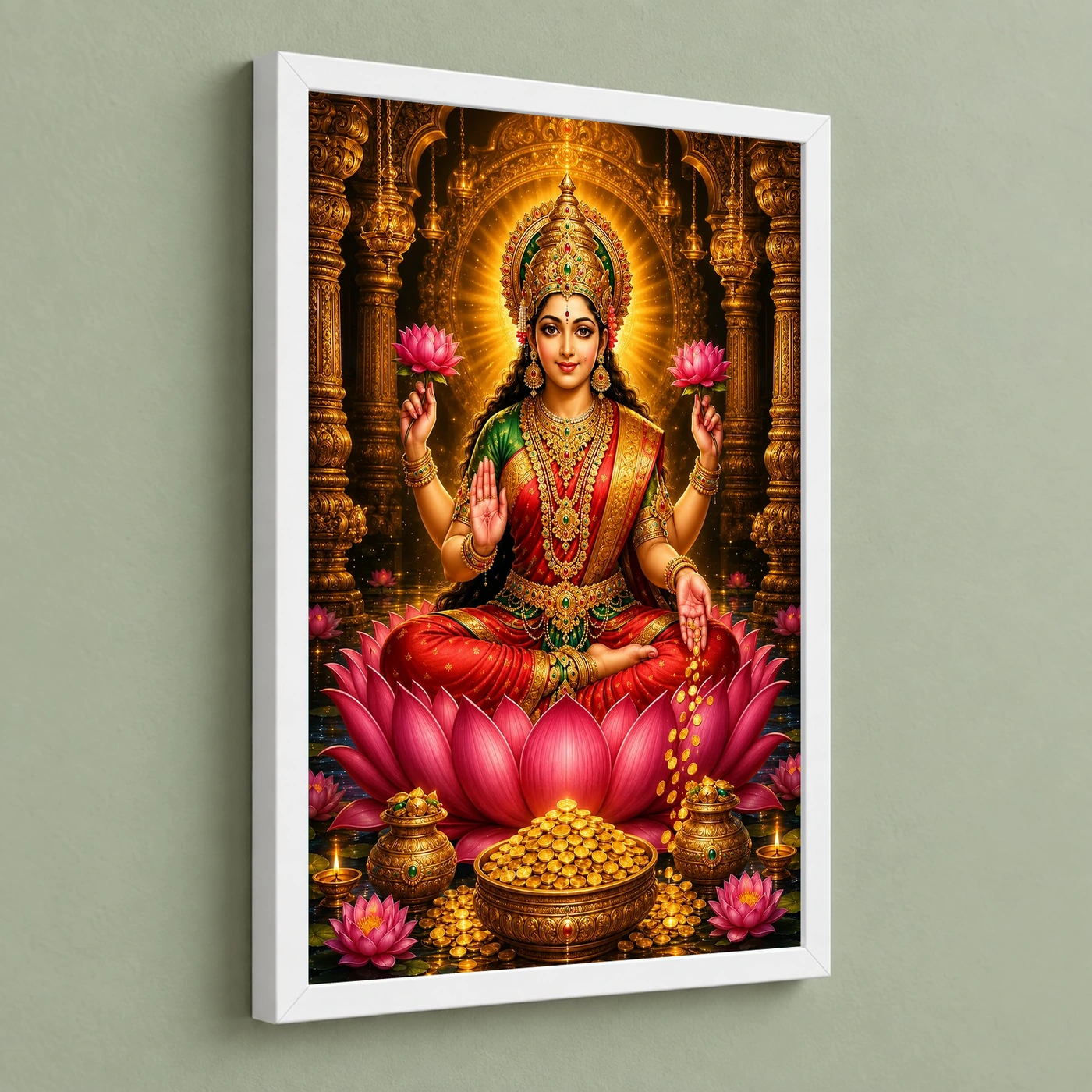 Mahalakshmi Ornate Golden Temple Darshan Photo Frame, view 5