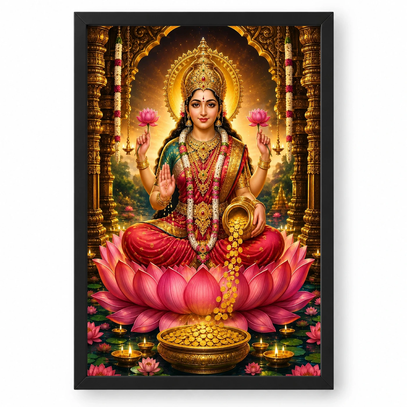 Mahalakshmi Peaceful Home Mandir Composition Photo Frame