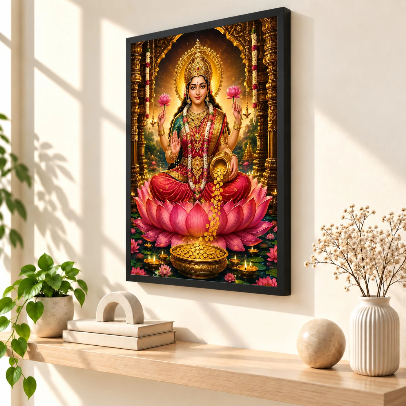 Mahalakshmi Peaceful Home Mandir Composition Photo Frame, view 2