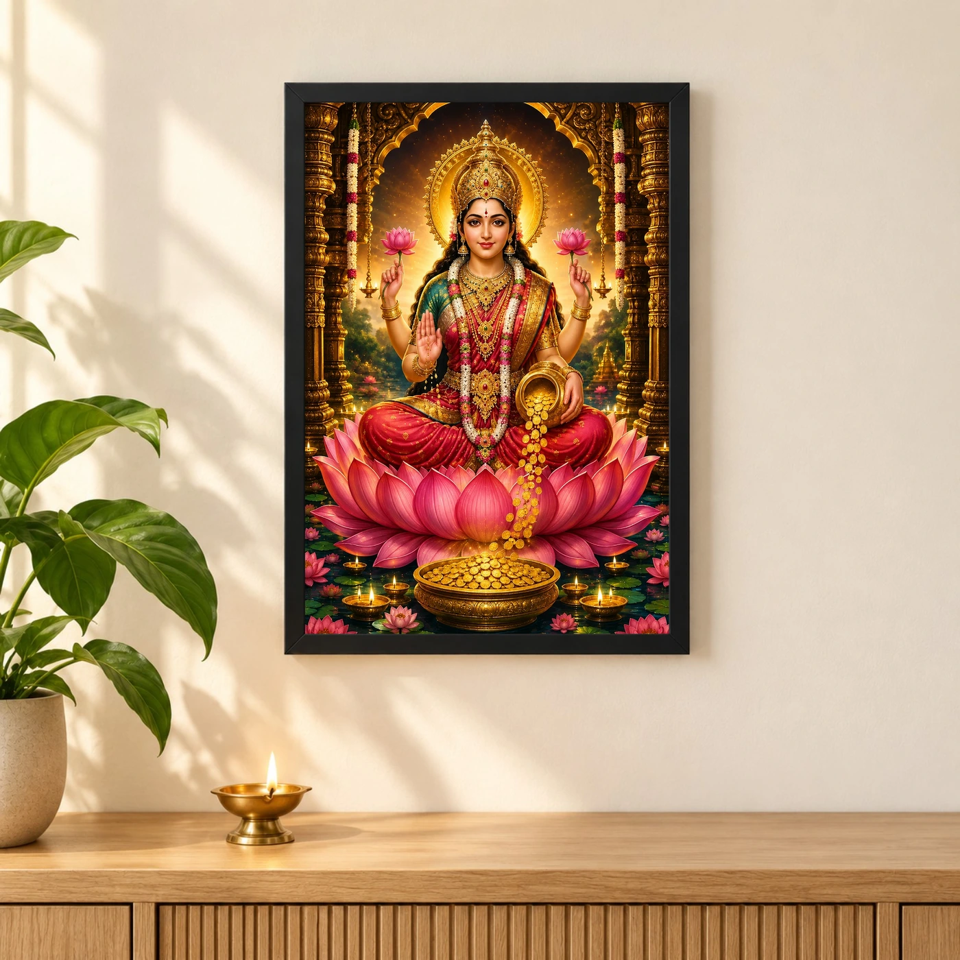Mahalakshmi Peaceful Home Mandir Composition Photo Frame, view 3