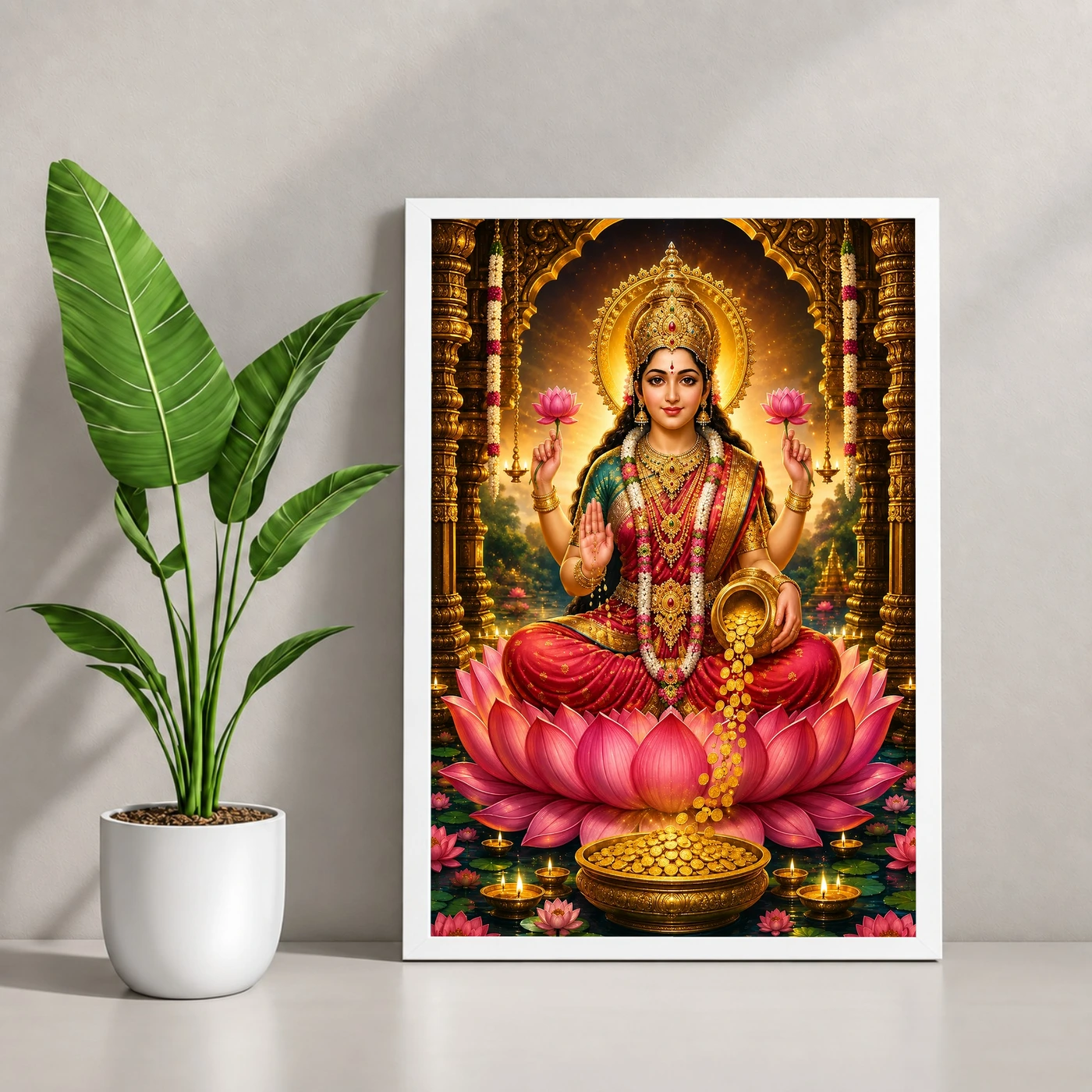 Mahalakshmi Peaceful Home Mandir Composition Photo Frame, view 4