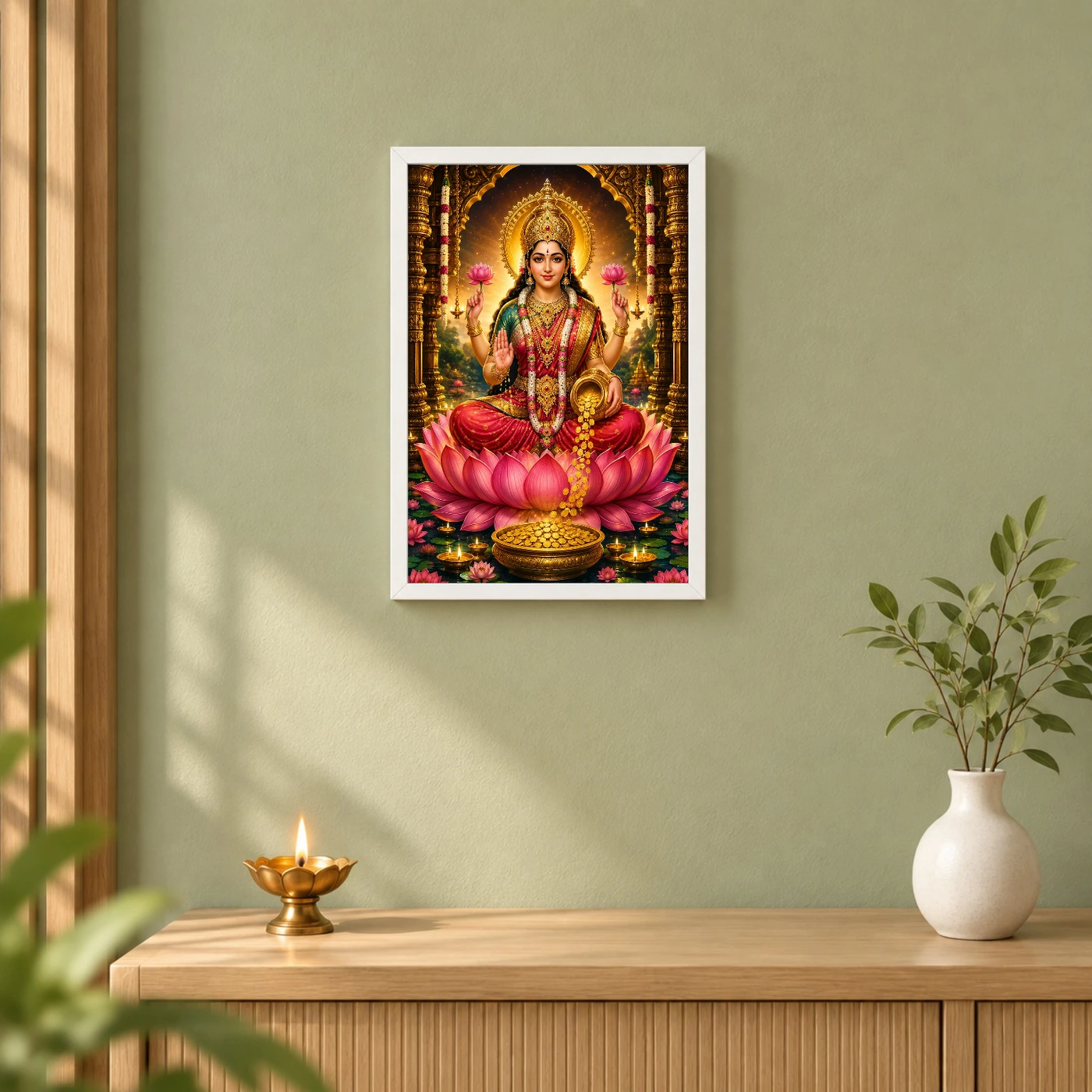 Mahalakshmi Peaceful Home Mandir Composition Photo Frame, view 6