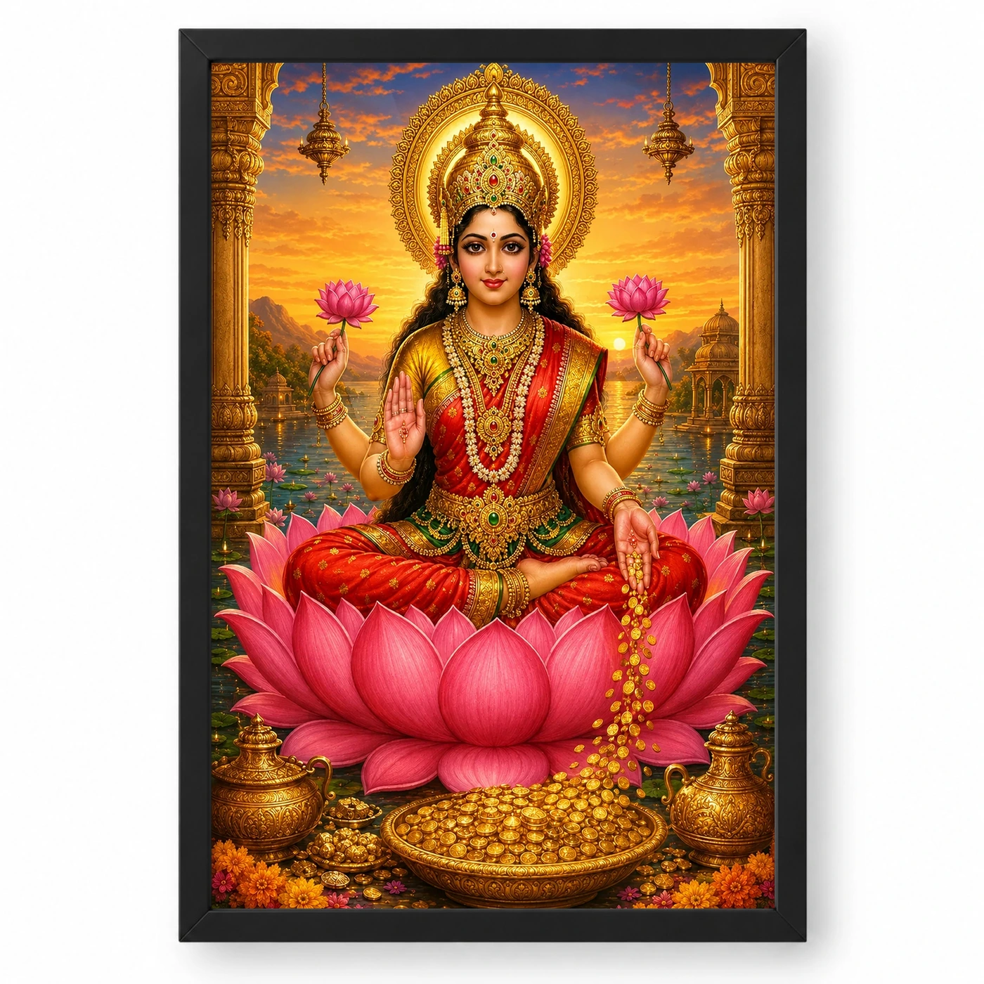 Mahalakshmi Serene Sunrise Blessing Photo Frame