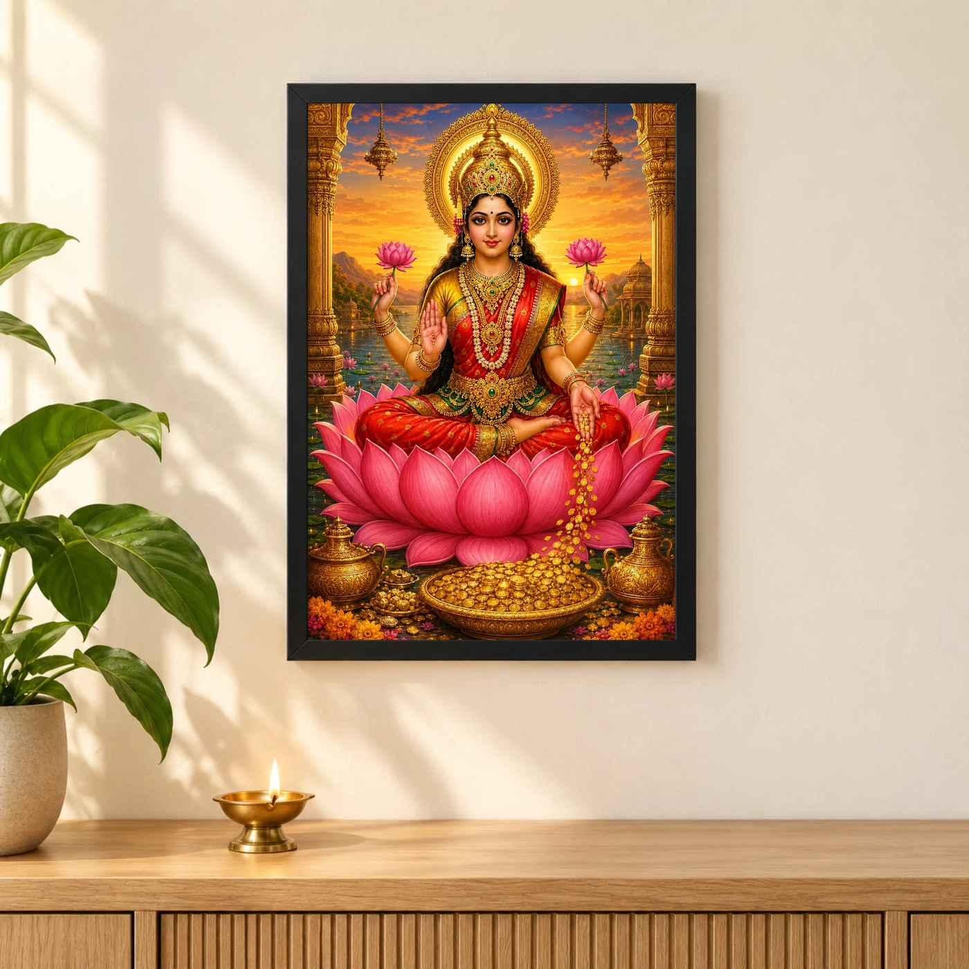 Mahalakshmi Serene Sunrise Blessing Photo Frame, view 3