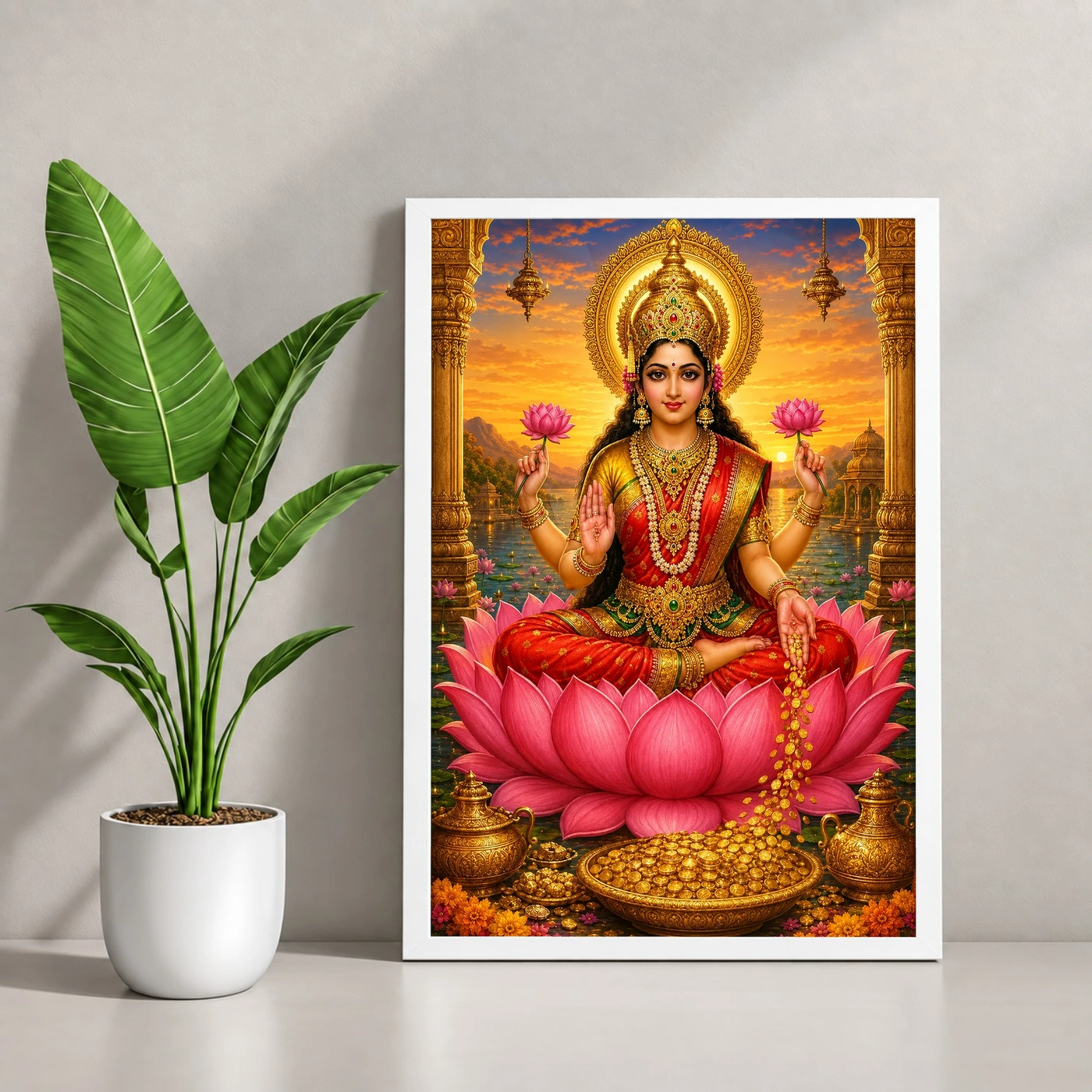 Mahalakshmi Serene Sunrise Blessing Photo Frame, view 4