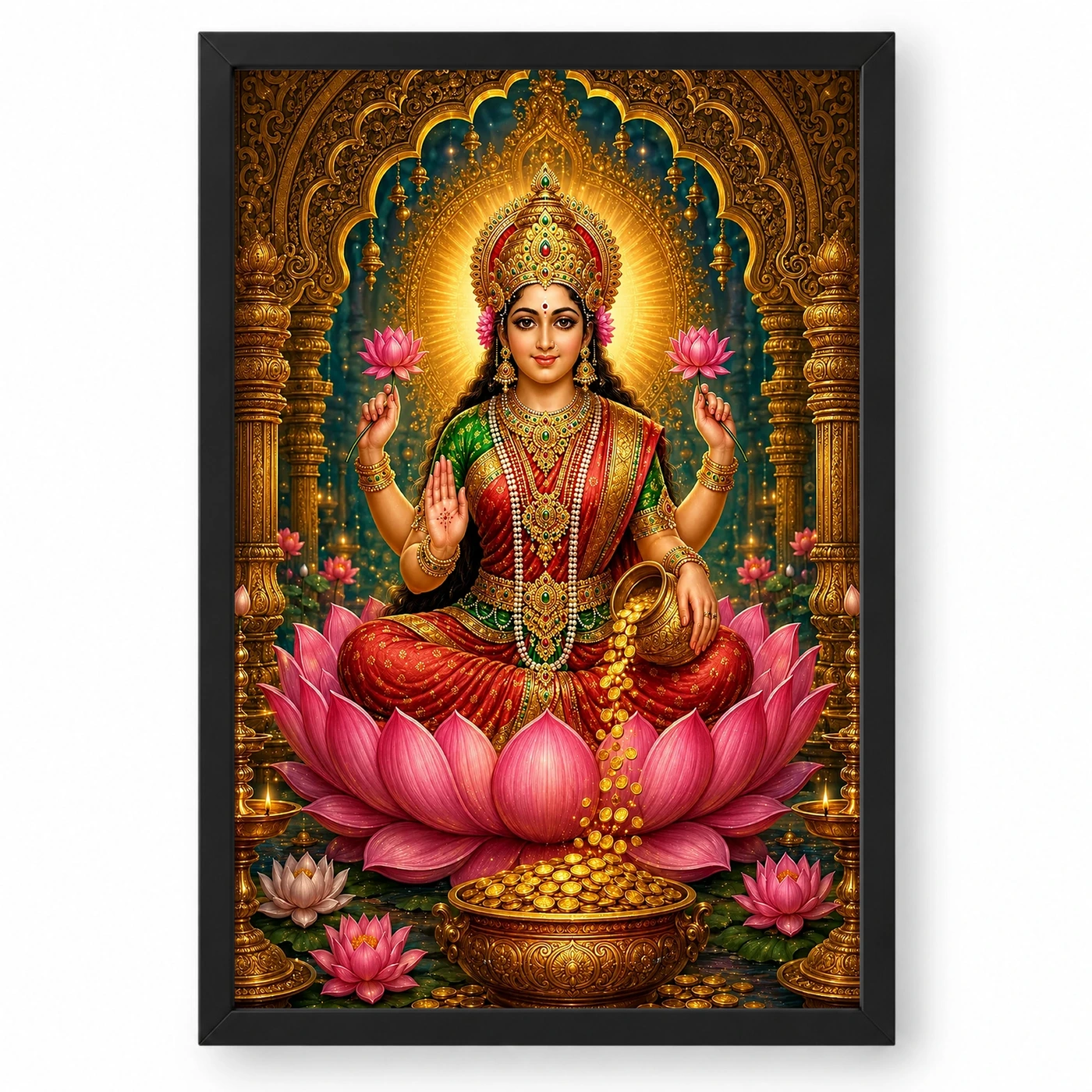 Mahalakshmi Traditional Indian Miniature-Inspired Devotional Art Photo Frame