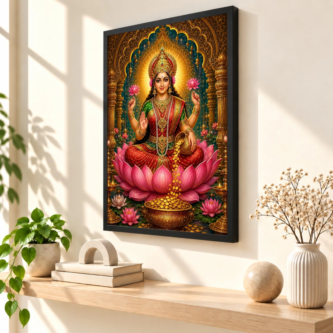 Mahalakshmi Traditional Indian Miniature-Inspired Devotional Art Photo Frame, view 2