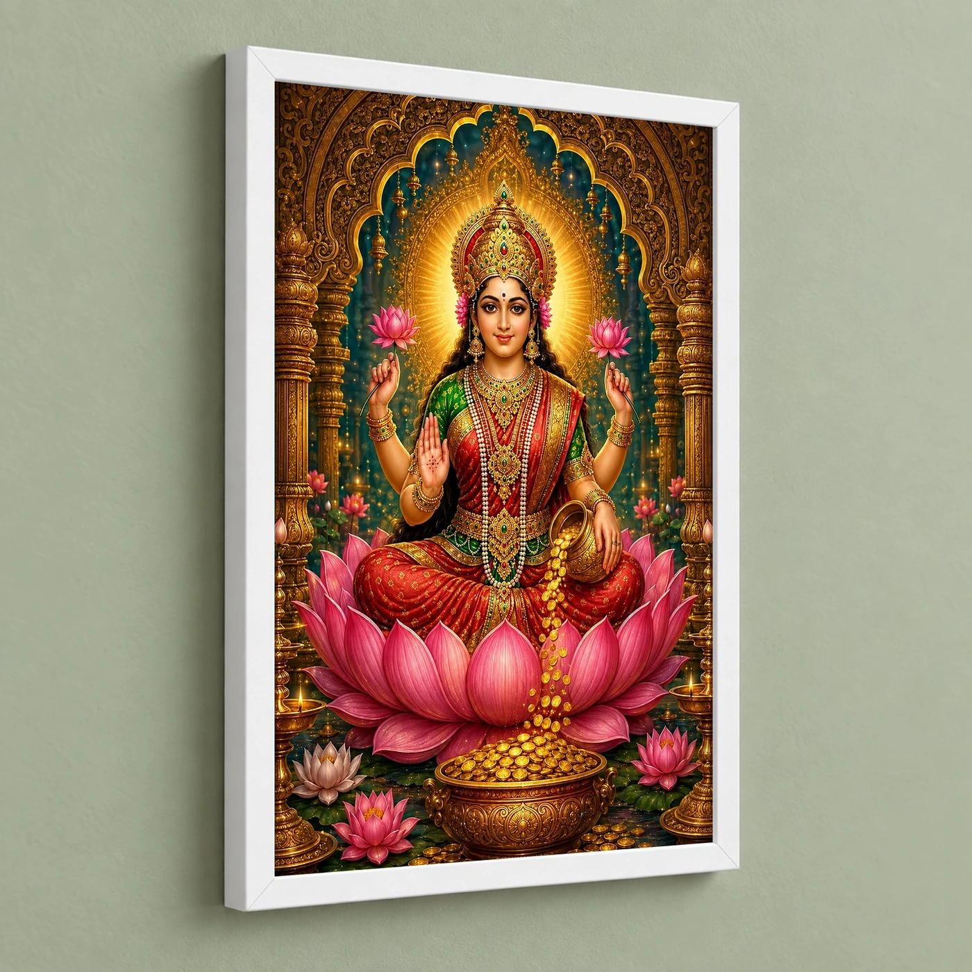 Mahalakshmi Traditional Indian Miniature-Inspired Devotional Art Photo Frame, view 5
