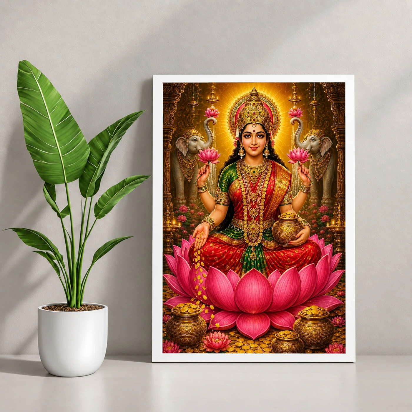 Mahalakshmi Vivid Premium Spiritual Poster Art Photo Frame, view 4