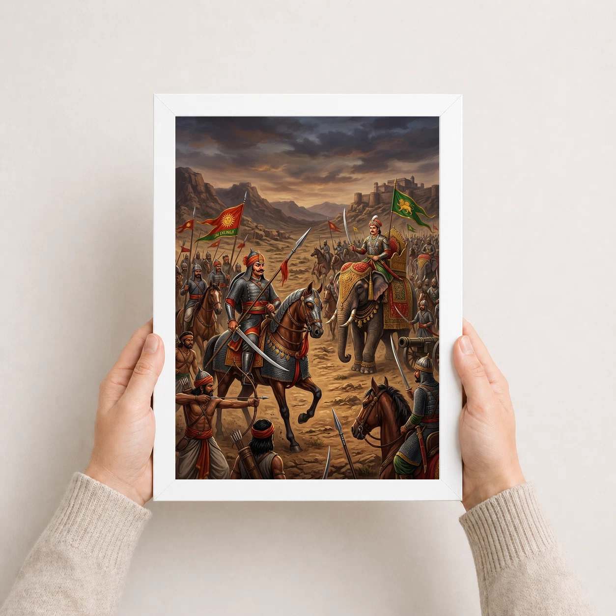 Maharana Pratap Akbar Standoff Rajput Defiance Art Photo Frame, view 5