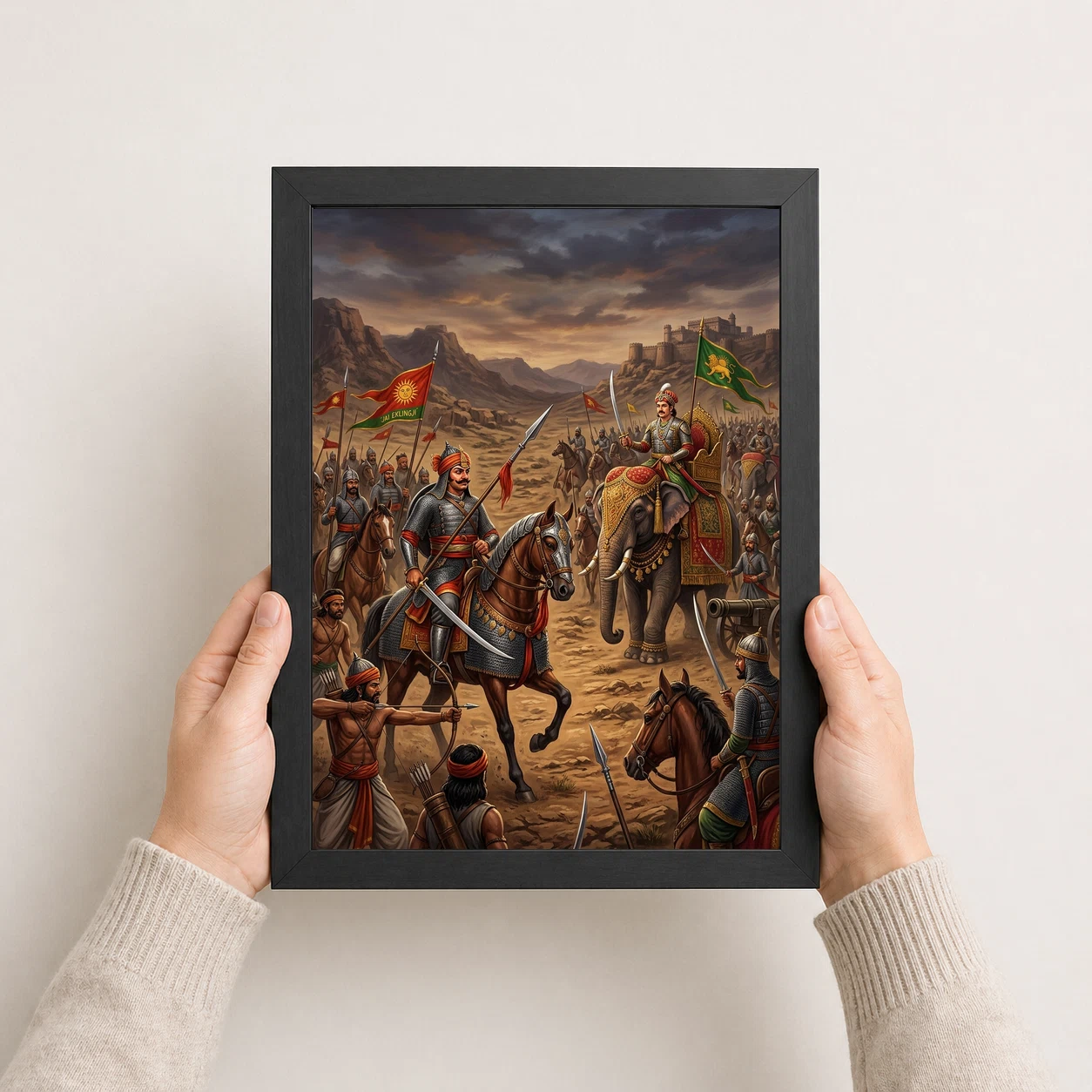 Maharana Pratap Akbar Standoff Rajput Defiance Art Photo Frame, view 8