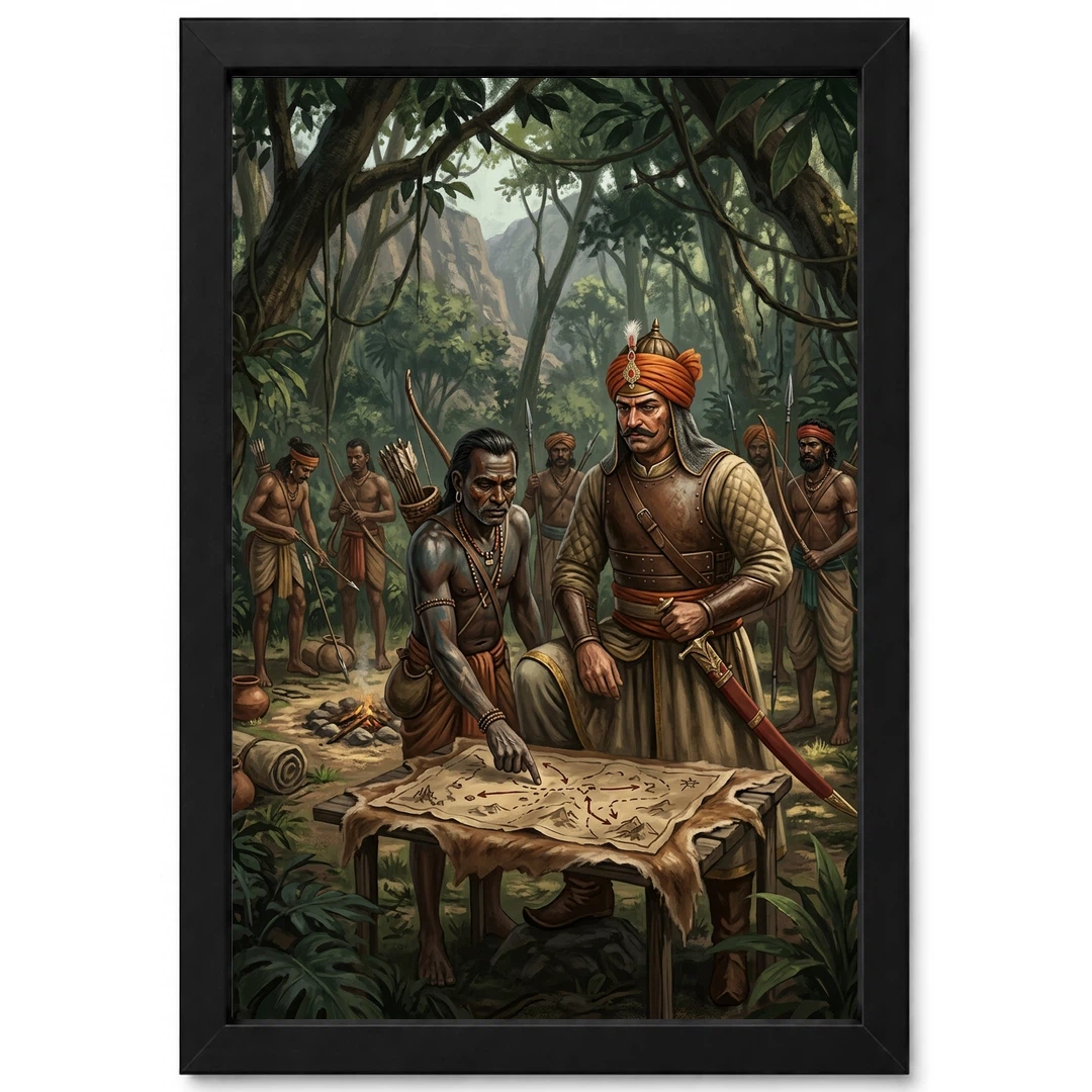 Maharana Pratap Bhil Tribal Allies Jungle Guerrilla Art Photo Frame
