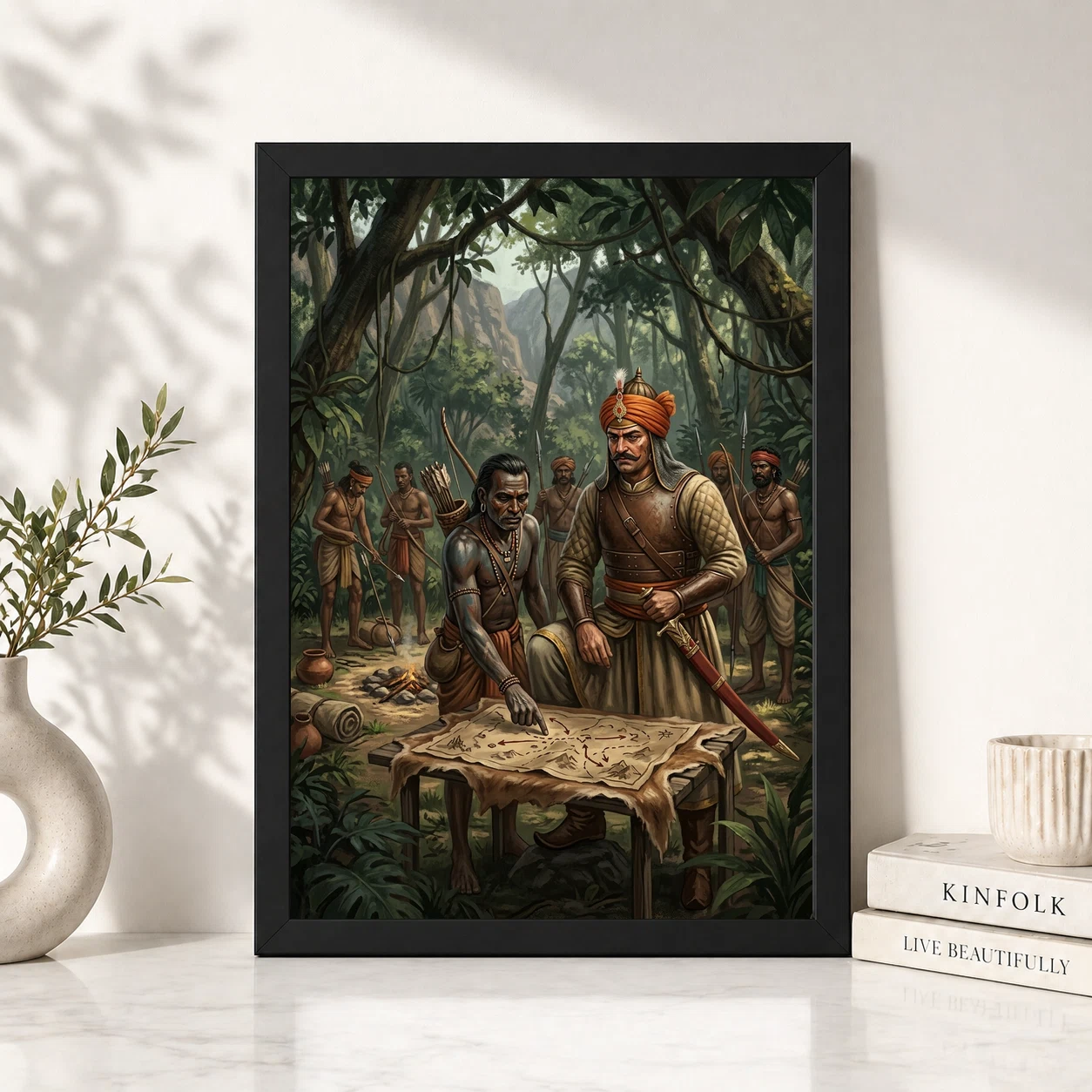 Maharana Pratap Bhil Tribal Allies Jungle Guerrilla Art Photo Frame, view 2