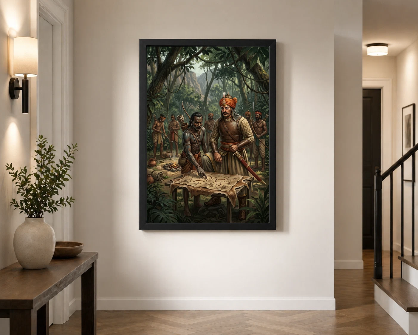 Maharana Pratap Bhil Tribal Allies Jungle Guerrilla Art Photo Frame, view 3