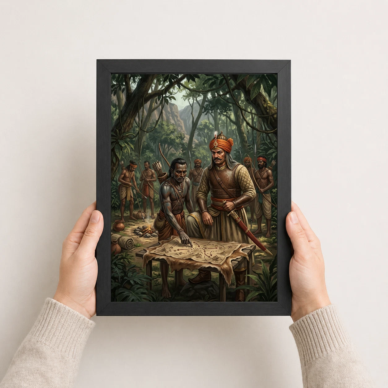 Maharana Pratap Bhil Tribal Allies Jungle Guerrilla Art Photo Frame, view 4