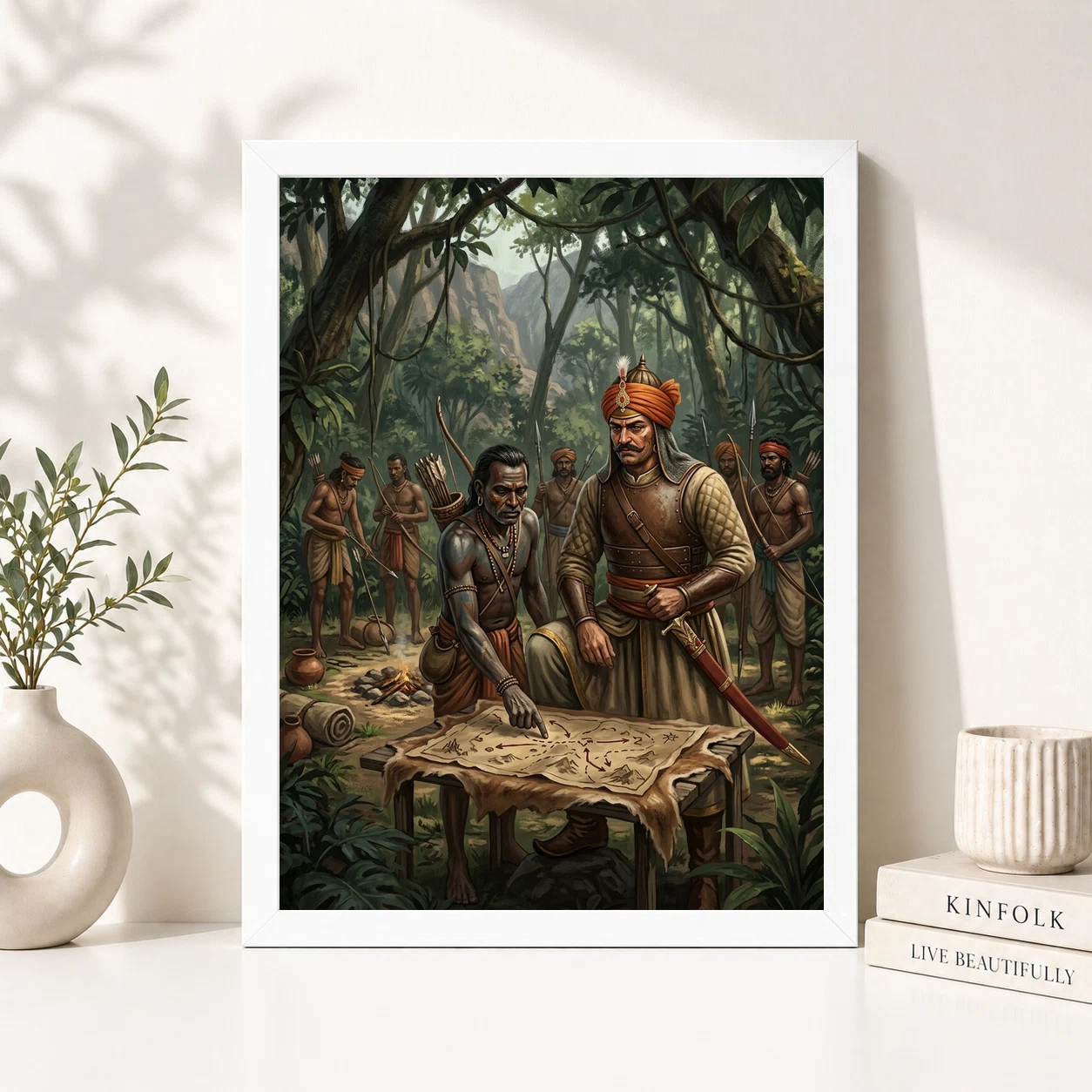 Maharana Pratap Bhil Tribal Allies Jungle Guerrilla Art Photo Frame, view 5