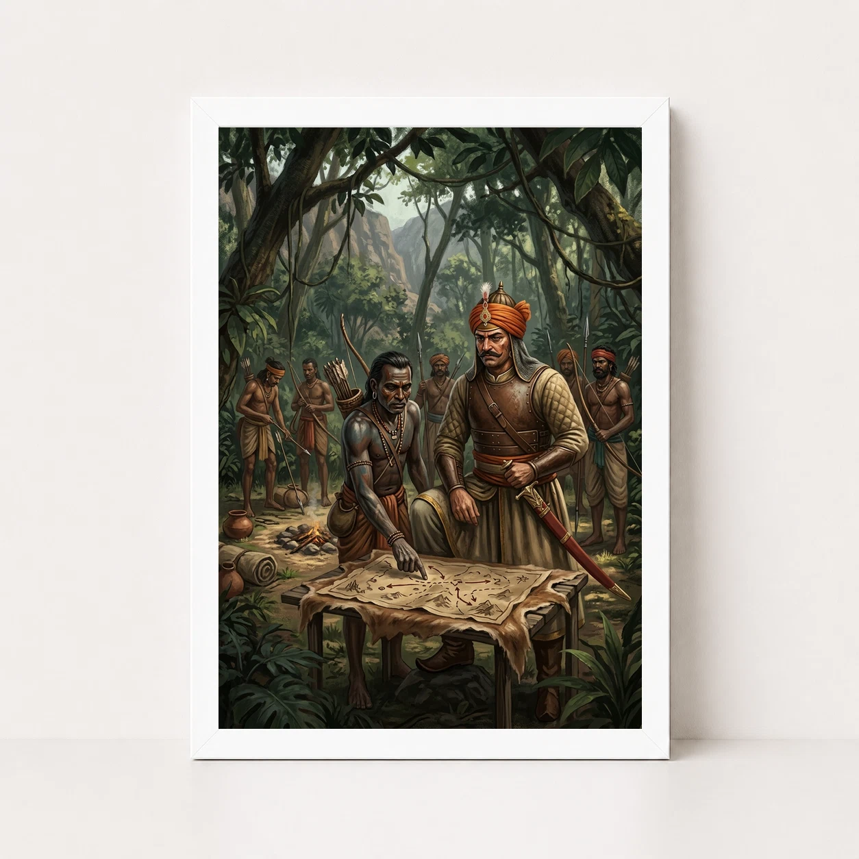 Maharana Pratap Bhil Tribal Allies Jungle Guerrilla Art Photo Frame, view 6