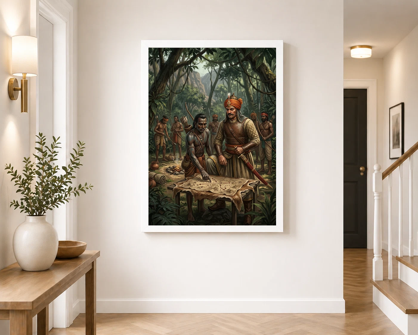 Maharana Pratap Bhil Tribal Allies Jungle Guerrilla Art Photo Frame, view 7