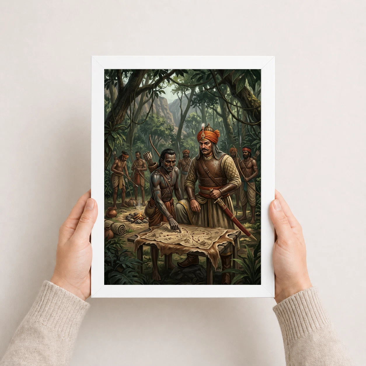 Maharana Pratap Bhil Tribal Allies Jungle Guerrilla Art Photo Frame, view 8
