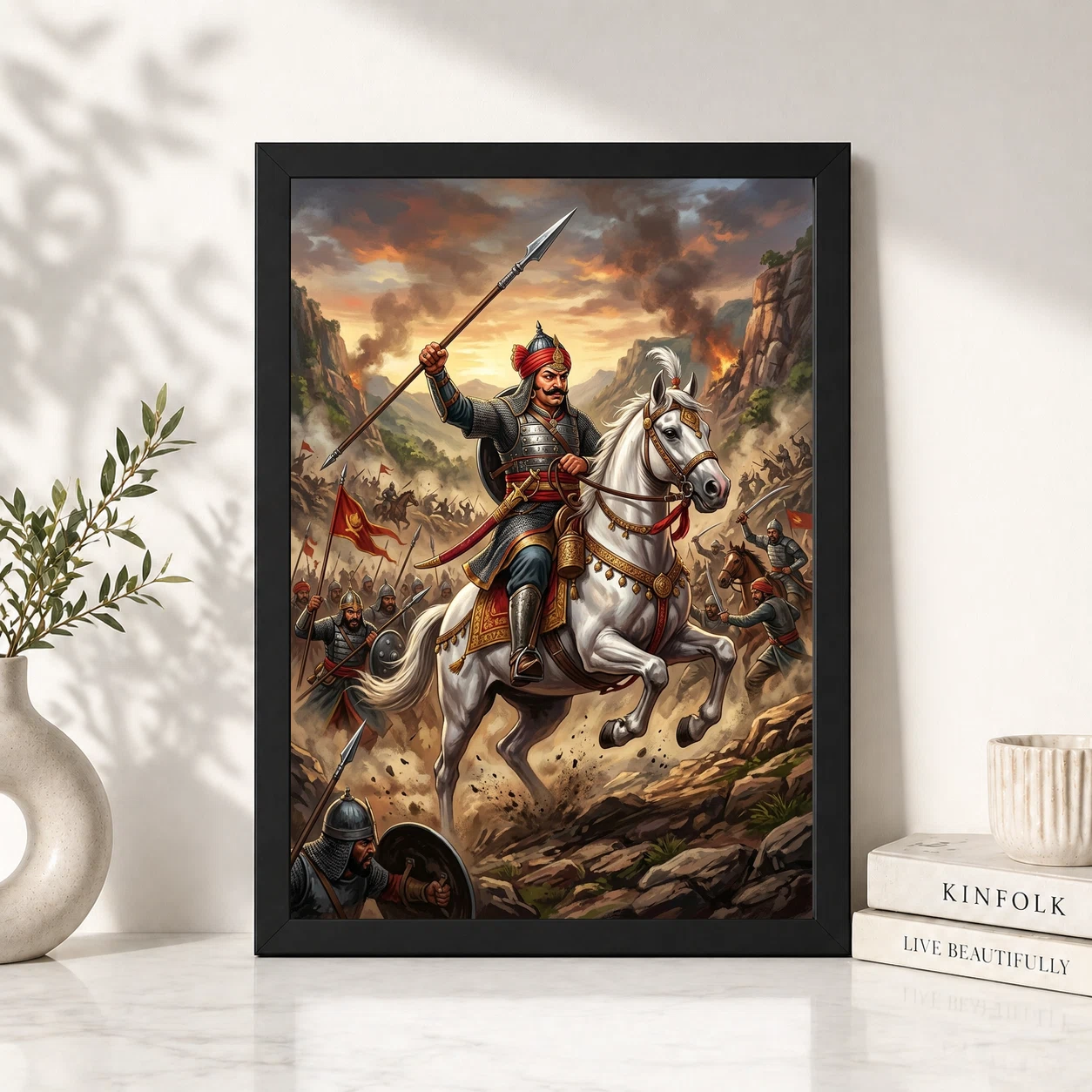Maharana Pratap Chetak Horse Haldighati Battle Warrior Art Photo Frame, view 2