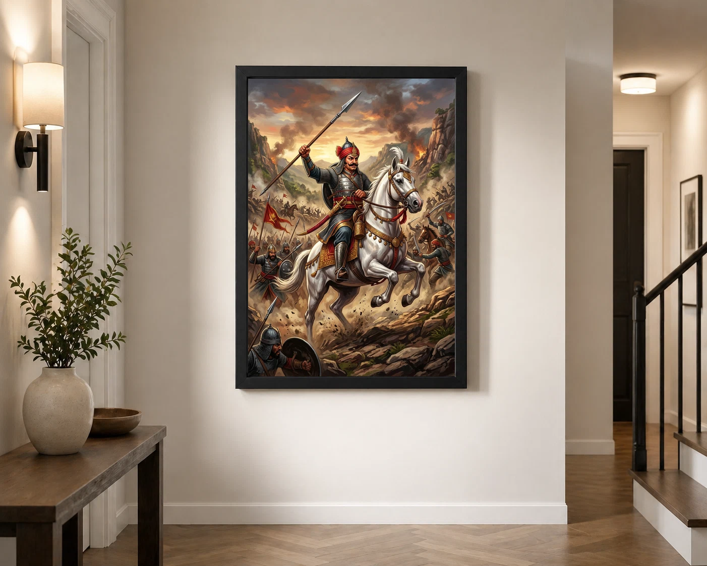 Maharana Pratap Chetak Horse Haldighati Battle Warrior Art Photo Frame, view 3