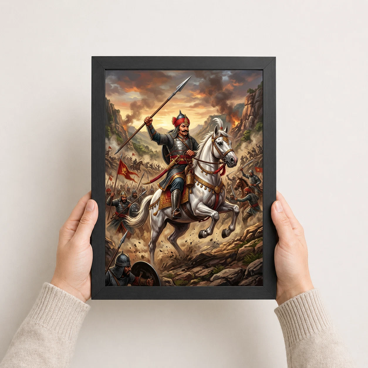Maharana Pratap Chetak Horse Haldighati Battle Warrior Art Photo Frame, view 4