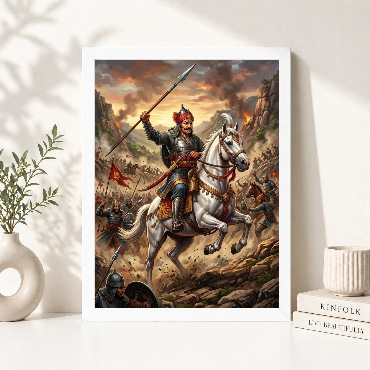 Maharana Pratap Chetak Horse Haldighati Battle Warrior Art Photo Frame, view 5