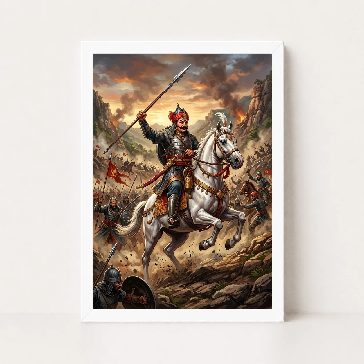 Maharana Pratap Chetak Horse Haldighati Battle Warrior Art Photo Frame, view 6