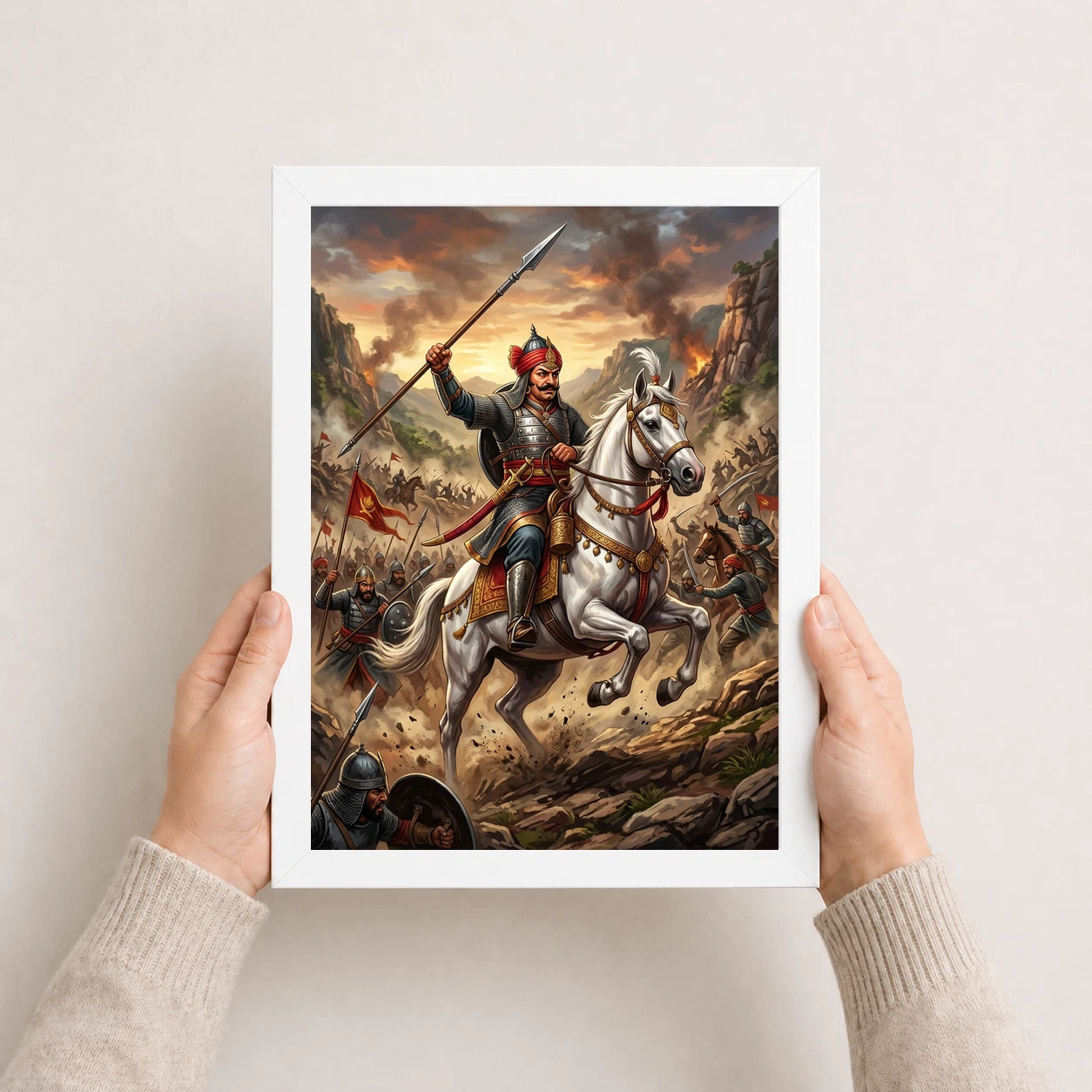 Maharana Pratap Chetak Horse Haldighati Battle Warrior Art Photo Frame, view 8