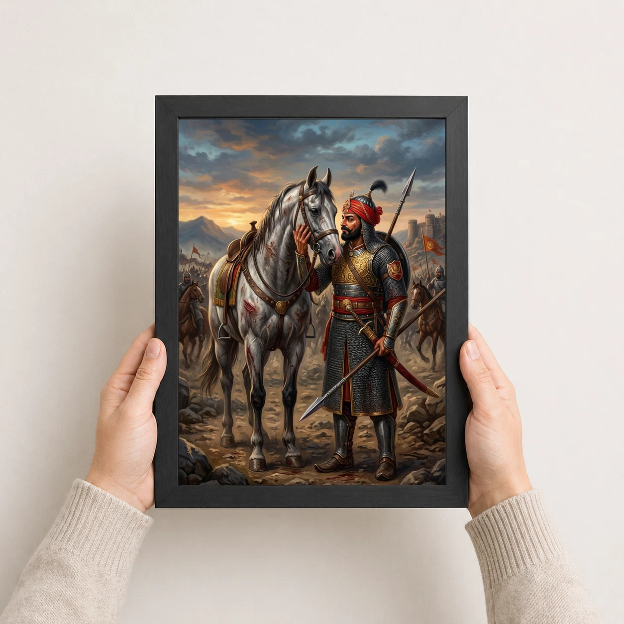 Maharana Pratap Loyal Chetak Horse Bond Historical Art Photo Frame, view 4