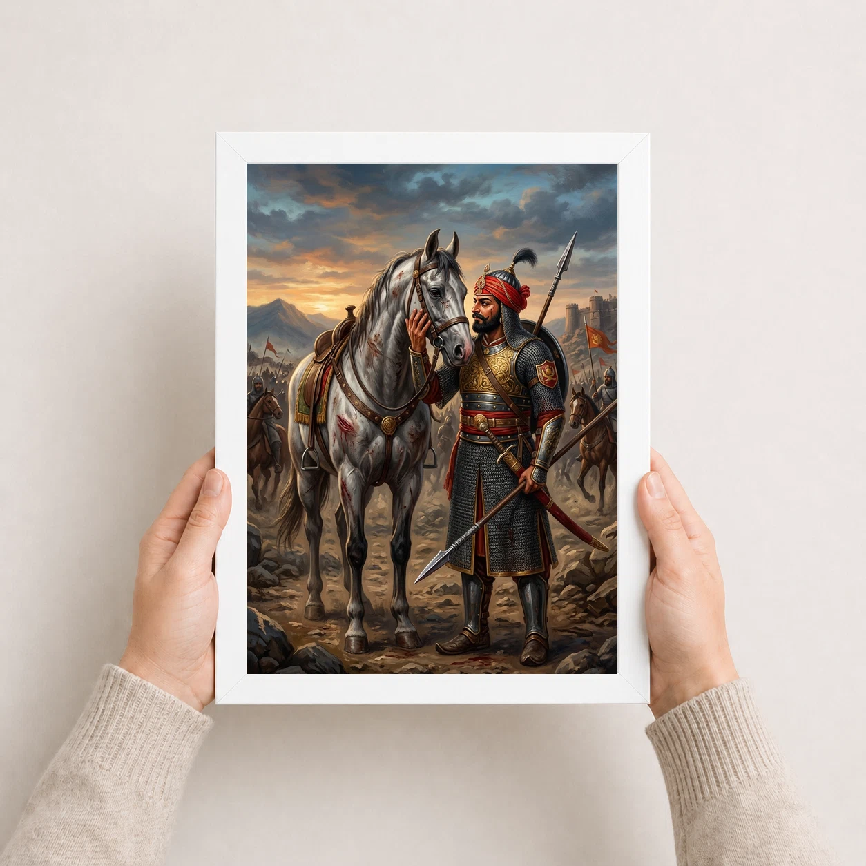 Maharana Pratap Loyal Chetak Horse Bond Historical Art Photo Frame, view 8