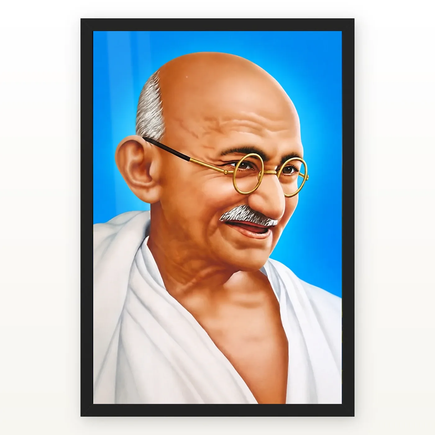 Mahatma Gandhi Blue Background Portrait Photo Frame