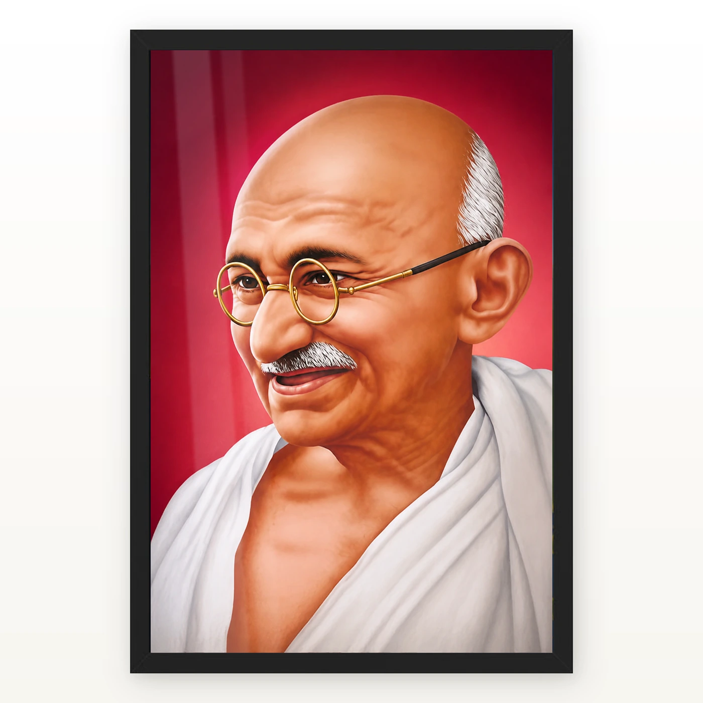 Mahatma Gandhi Crimson Background Portrait Photo Frame