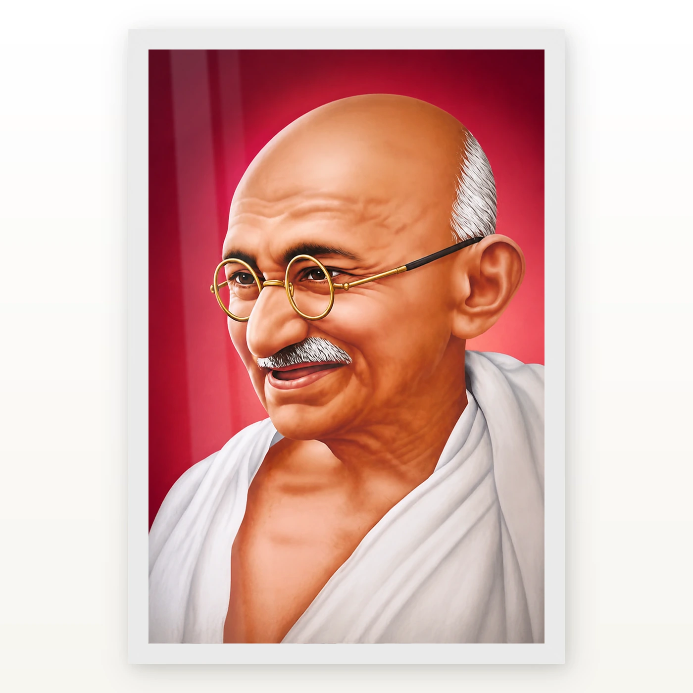Mahatma Gandhi Crimson Background Portrait Photo Frame, view 2