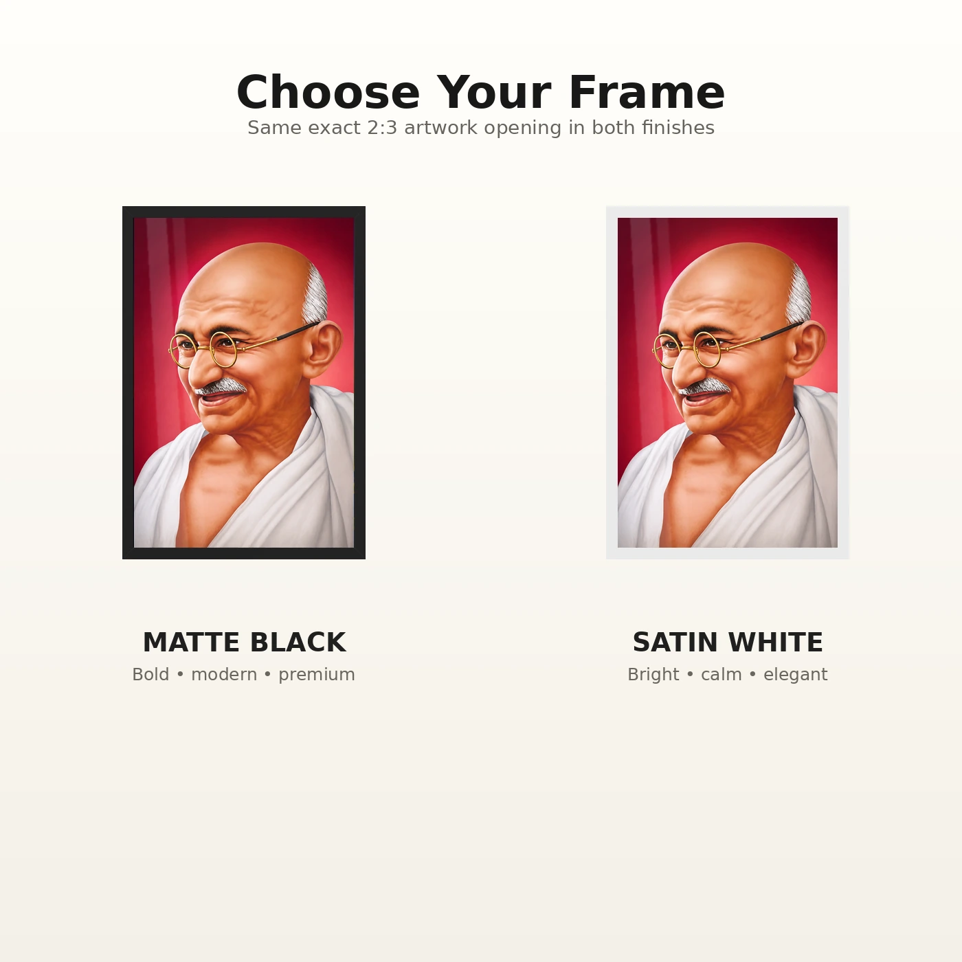Mahatma Gandhi Crimson Background Portrait Photo Frame, view 7