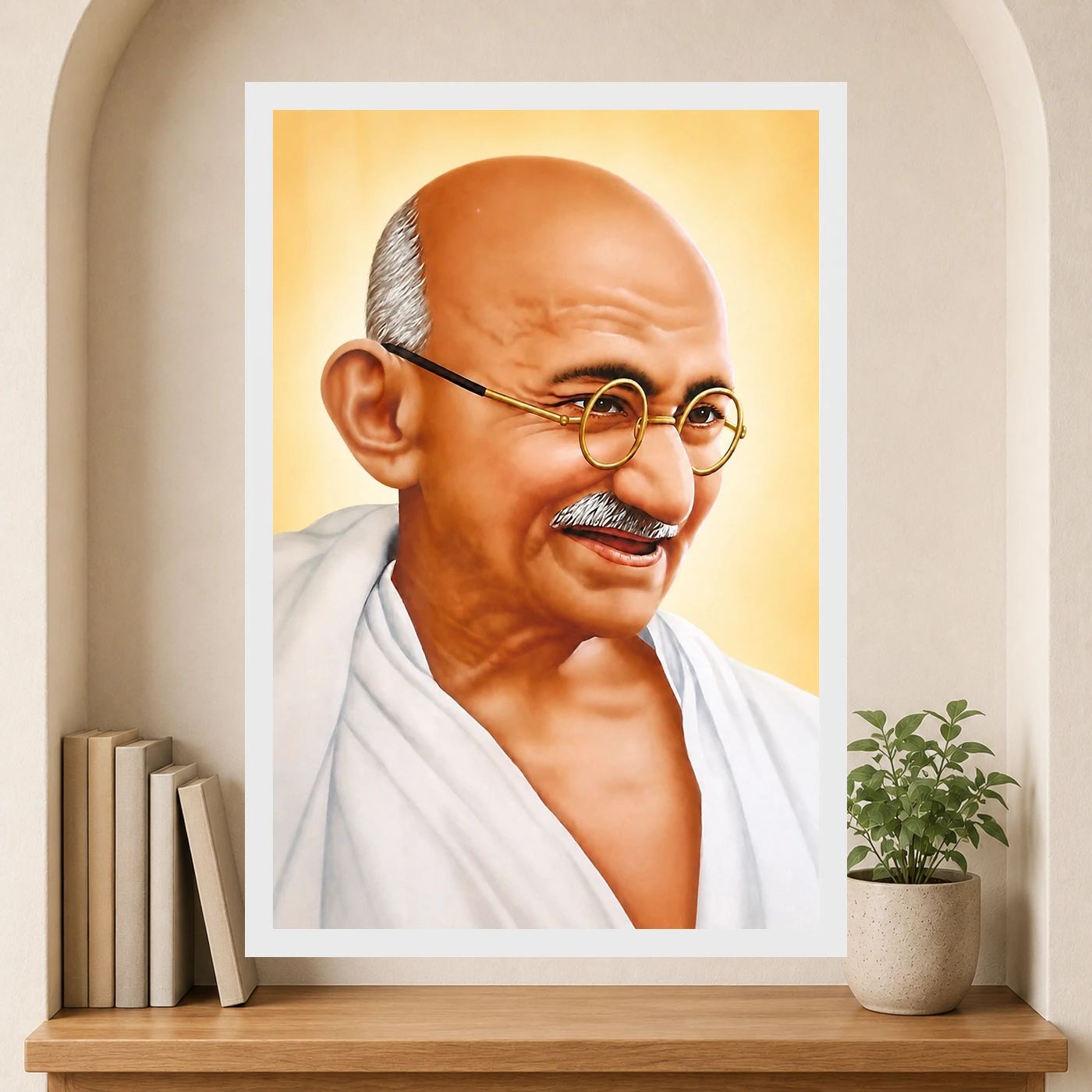 Mahatma Gandhi Golden Background Portrait Photo Frame, view 6
