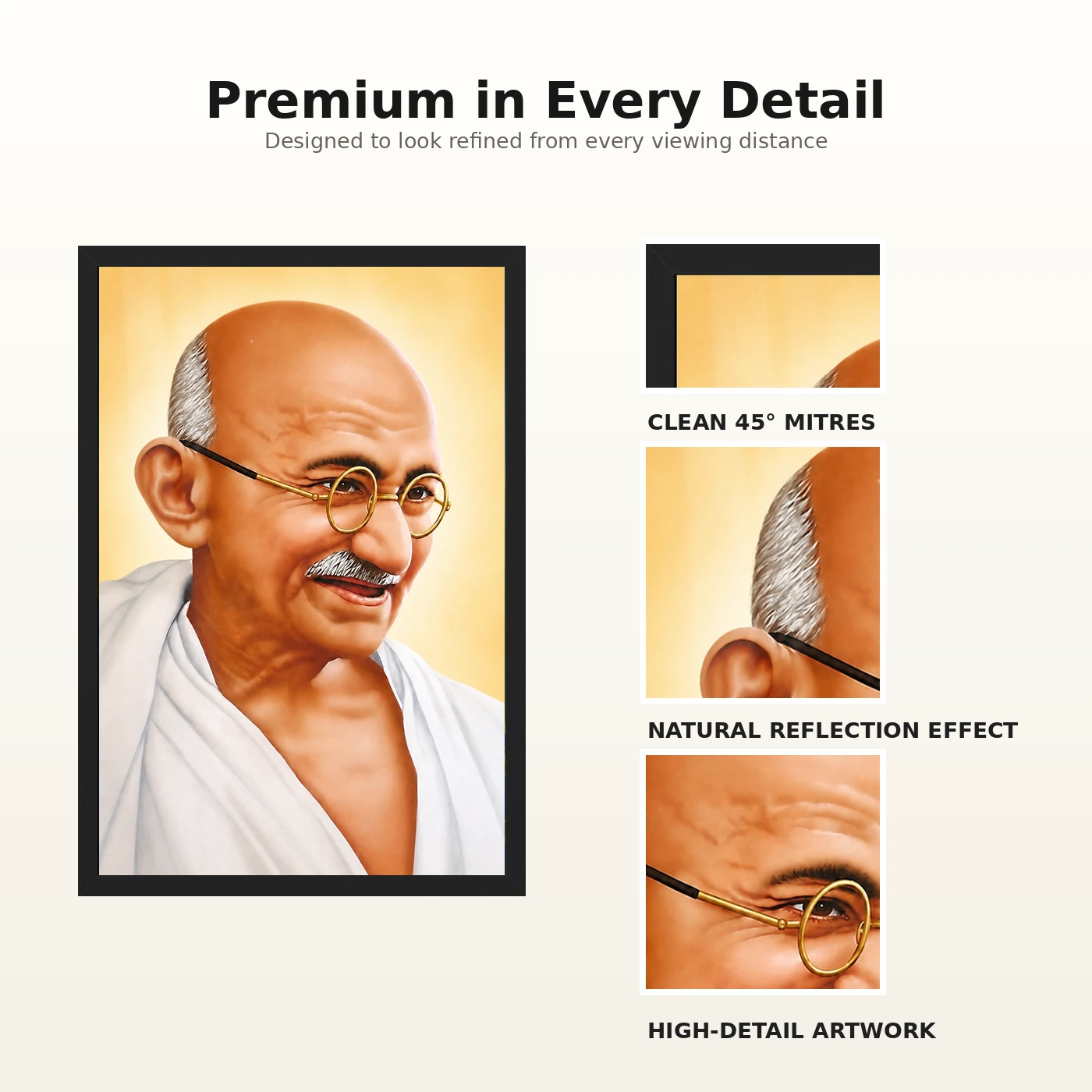 Mahatma Gandhi Golden Background Portrait Photo Frame, view 9