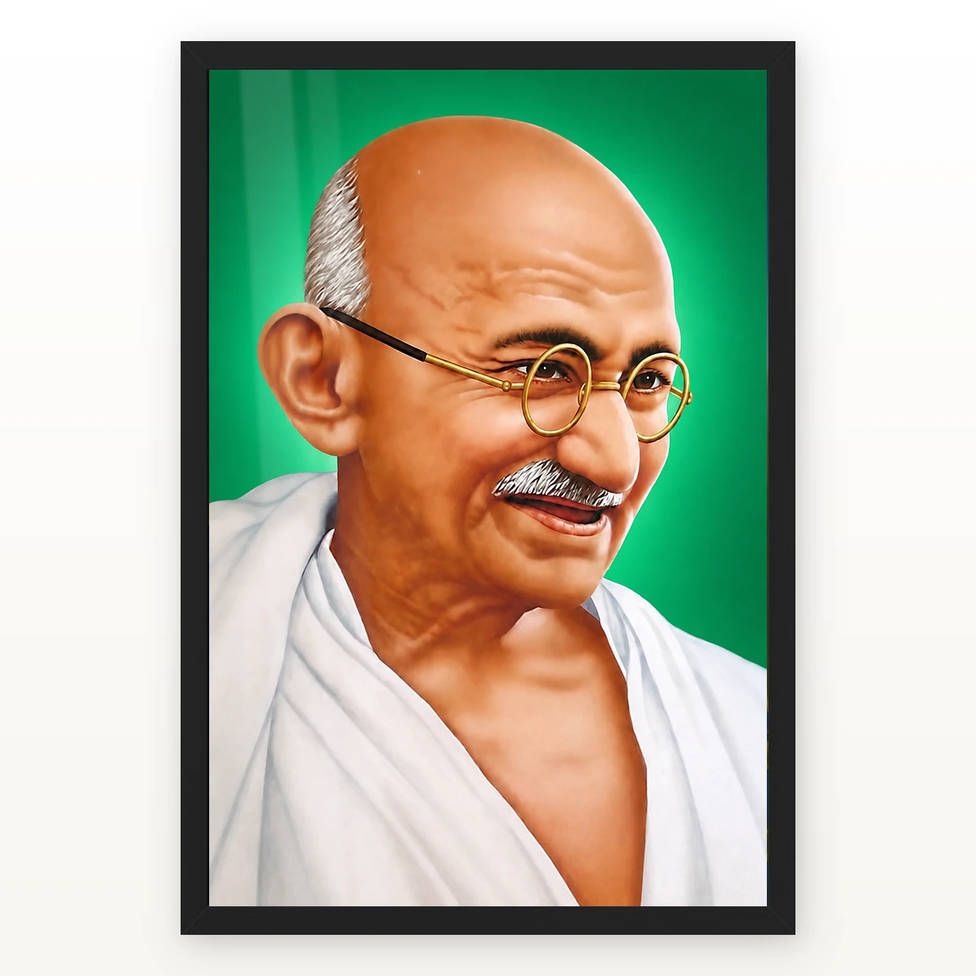 Mahatma Gandhi Green Background Portrait Photo Frame