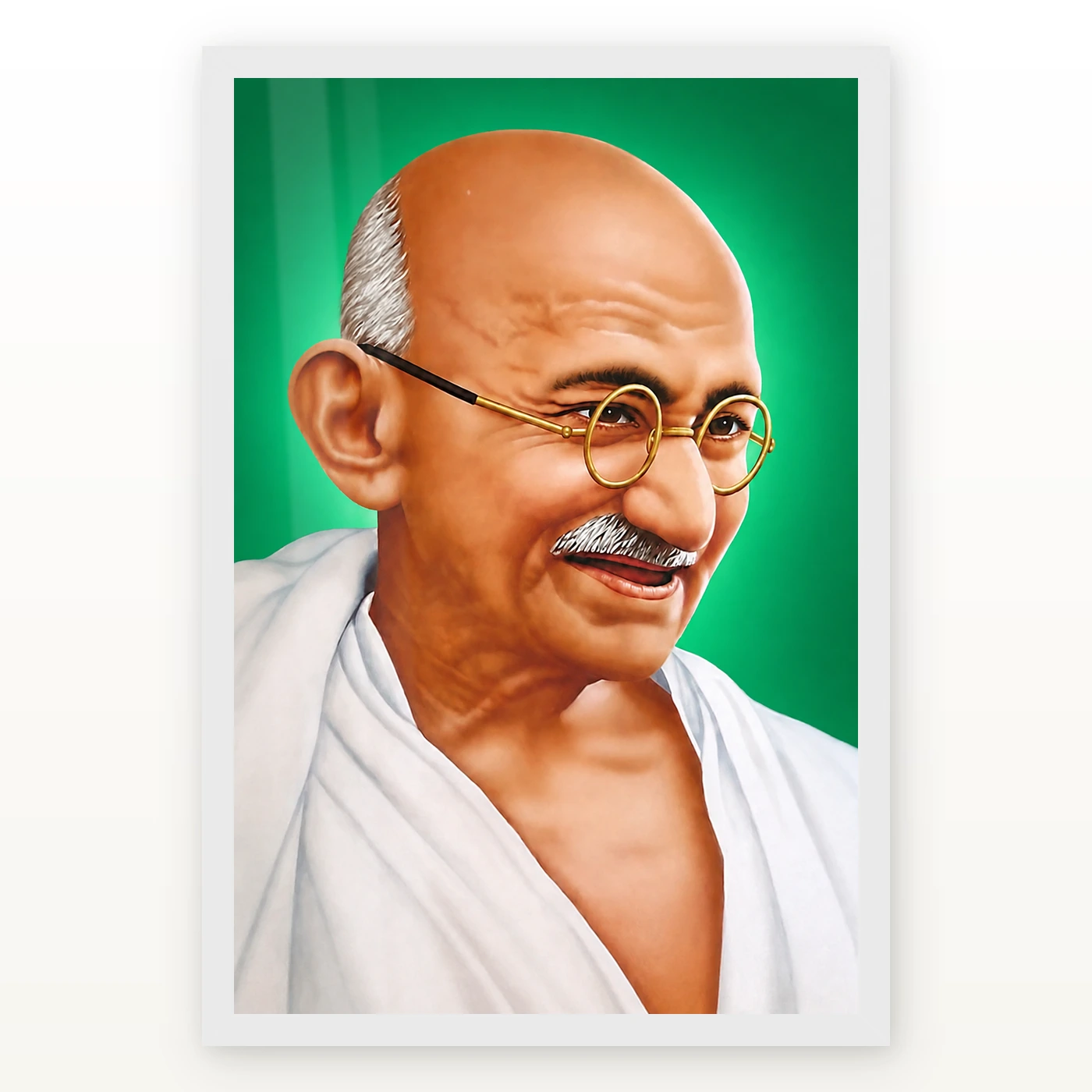 Mahatma Gandhi Green Background Portrait Photo Frame, view 2