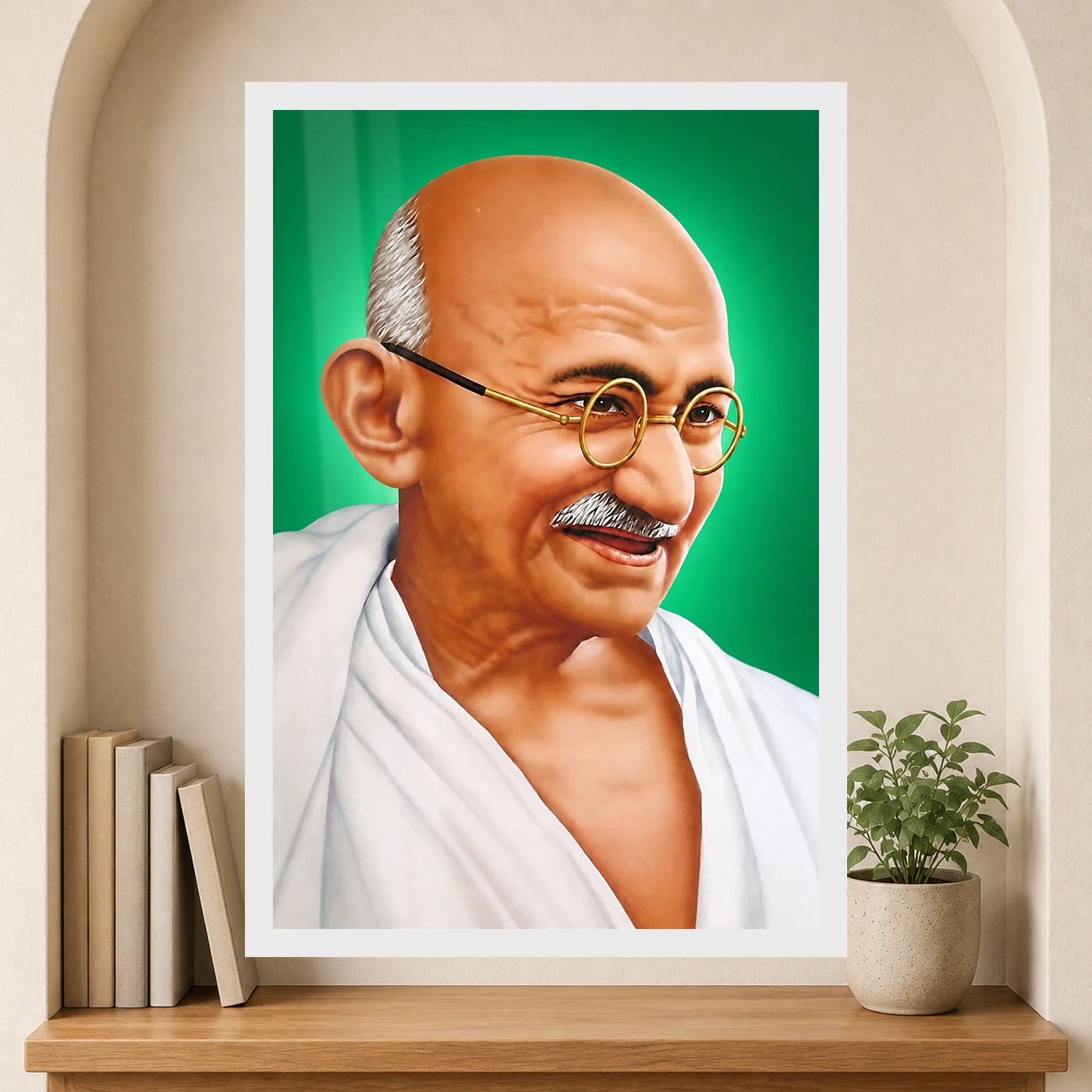 Mahatma Gandhi Green Background Portrait Photo Frame, view 6