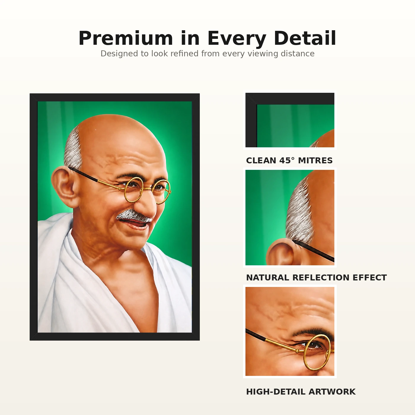 Mahatma Gandhi Green Background Portrait Photo Frame, view 9