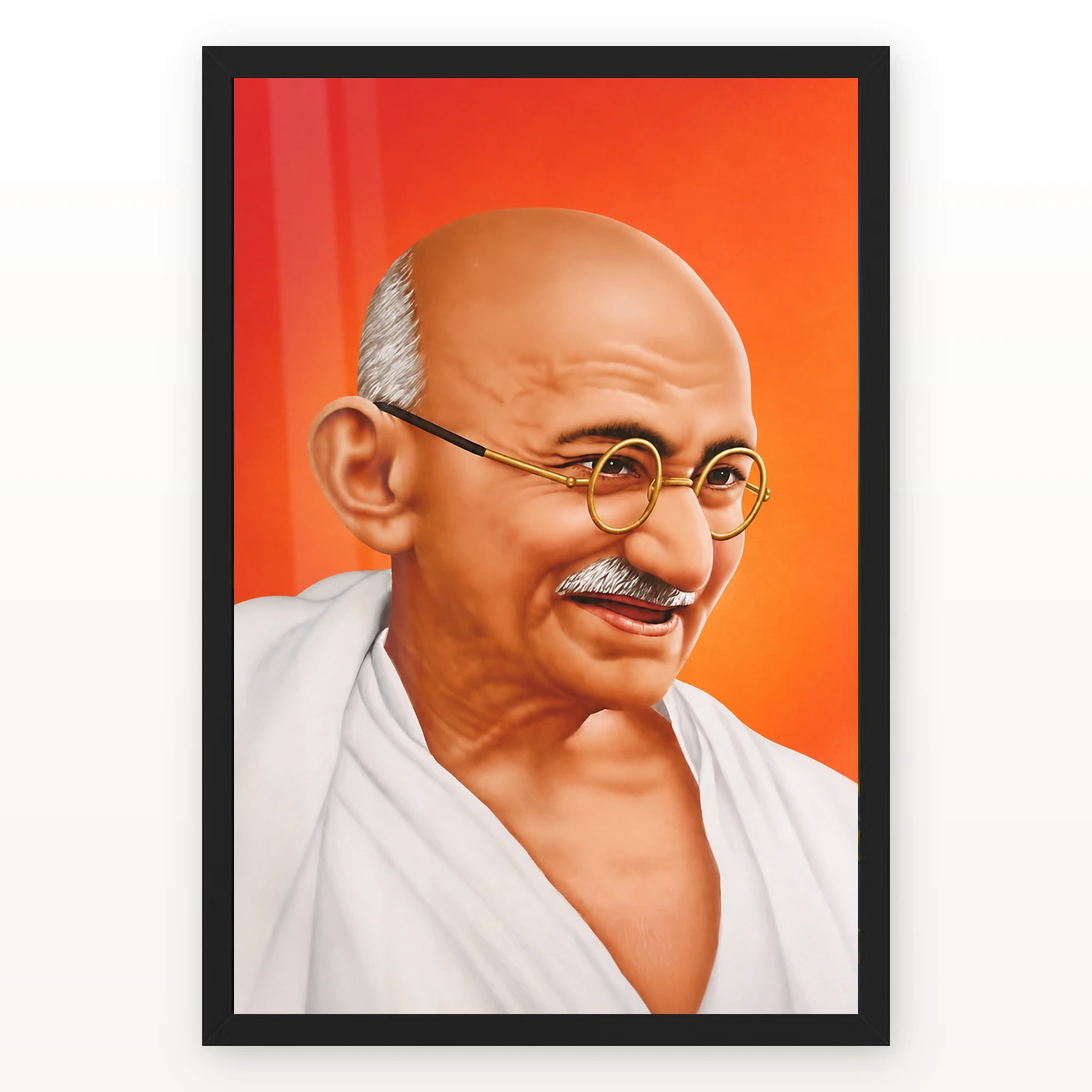 Mahatma Gandhi Orange Background Portrait Photo Frame