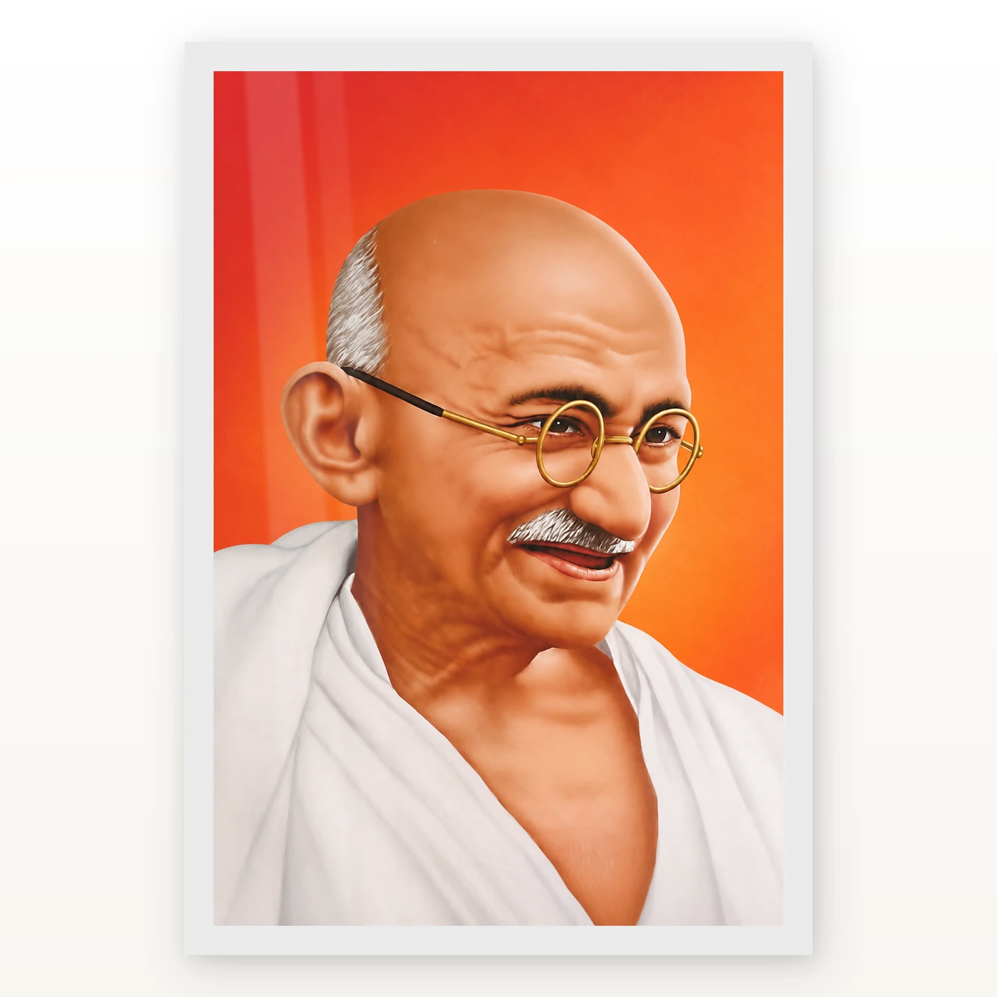 Mahatma Gandhi Orange Background Portrait Photo Frame, view 2