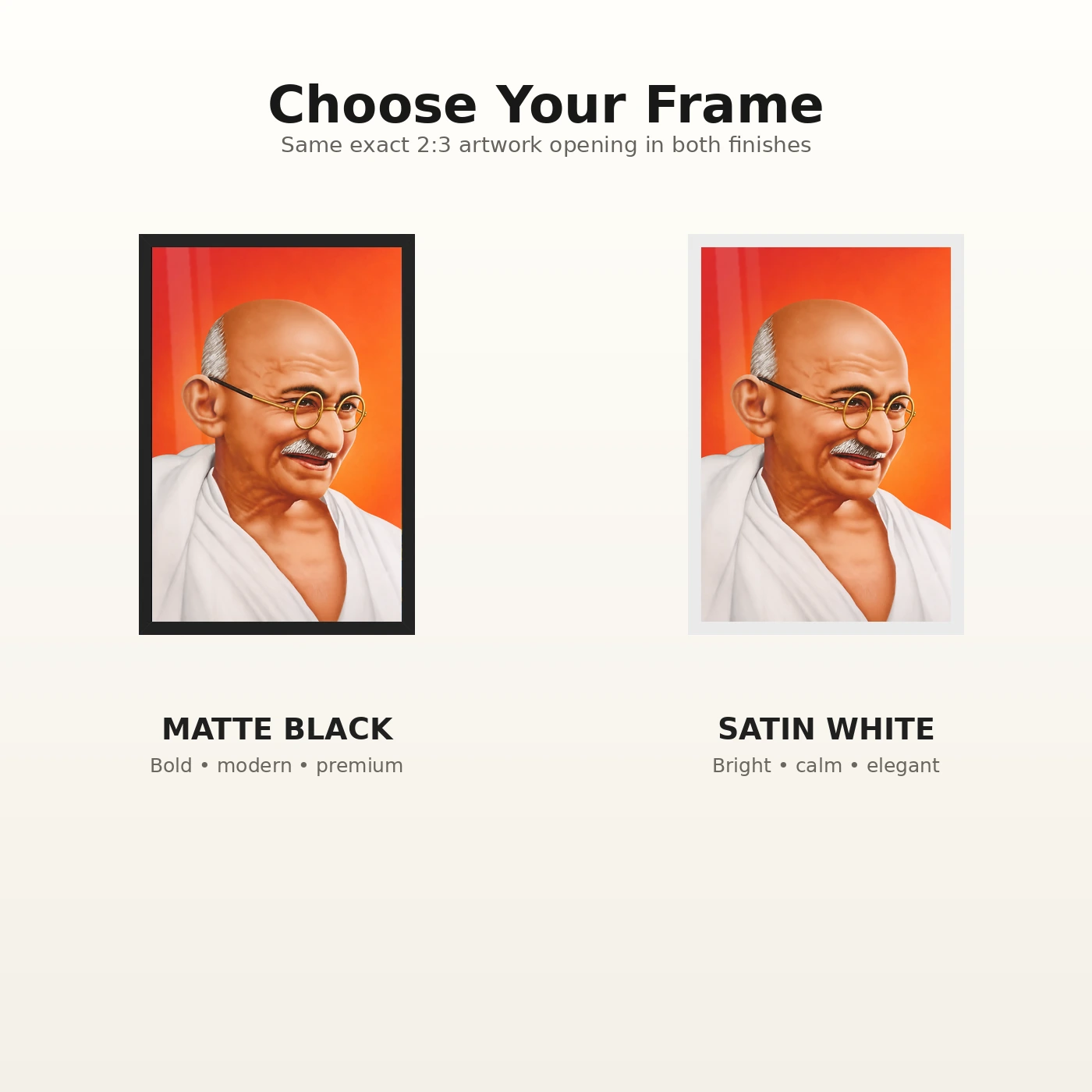 Mahatma Gandhi Orange Background Portrait Photo Frame, view 7