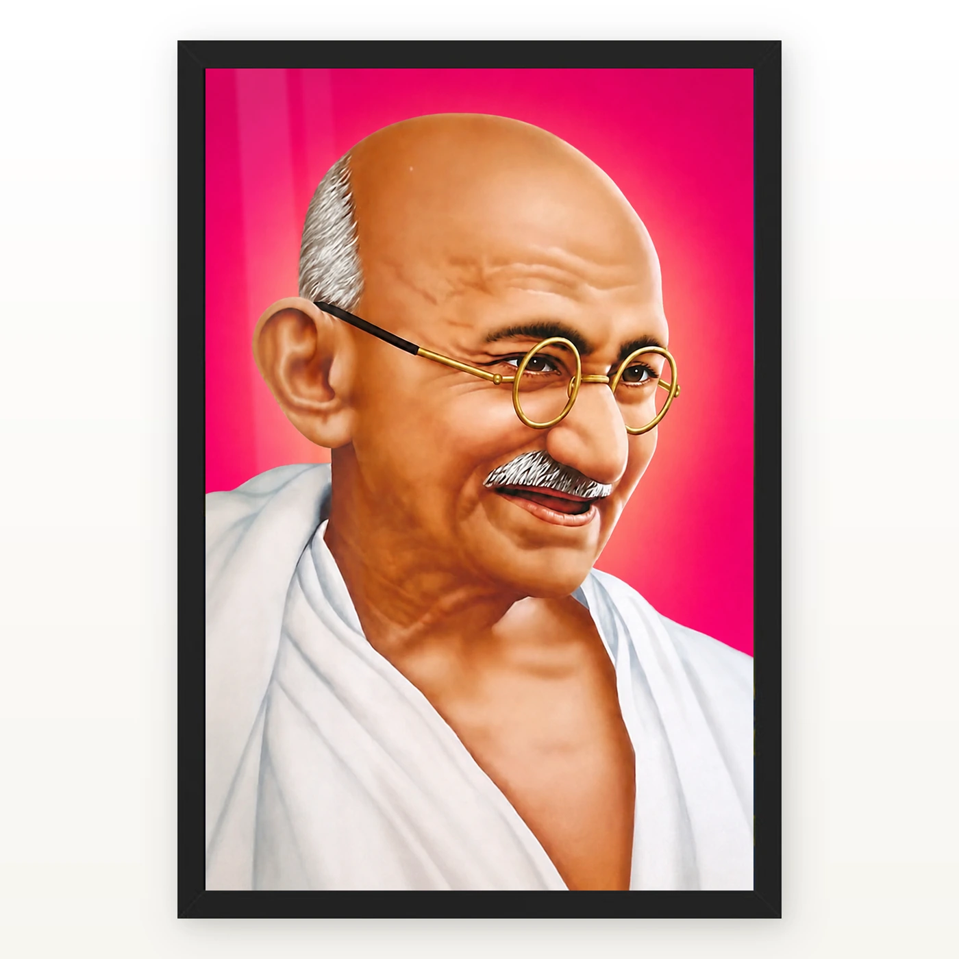 Mahatma Gandhi Pink Background Portrait Photo Frame