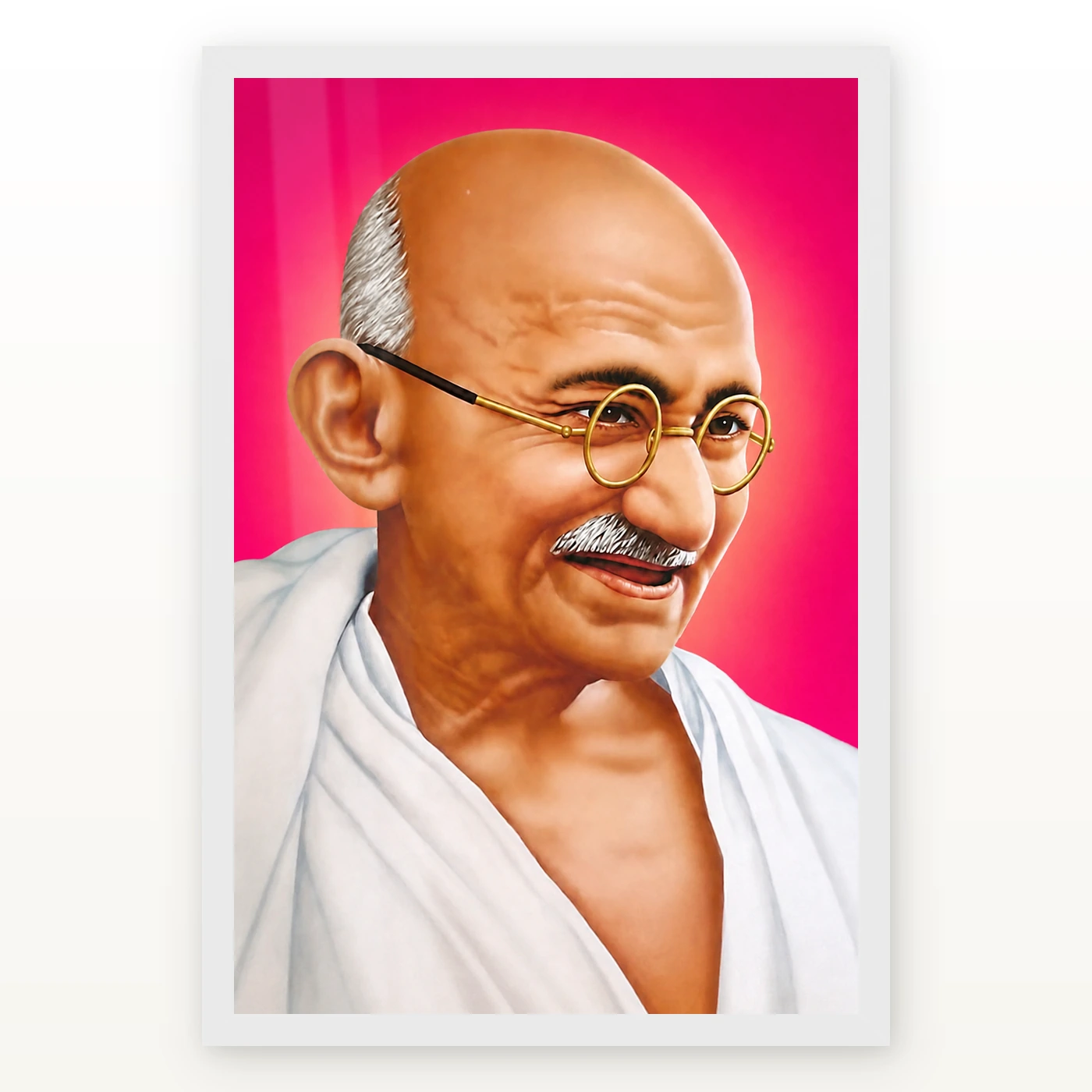 Mahatma Gandhi Pink Background Portrait Photo Frame, view 2