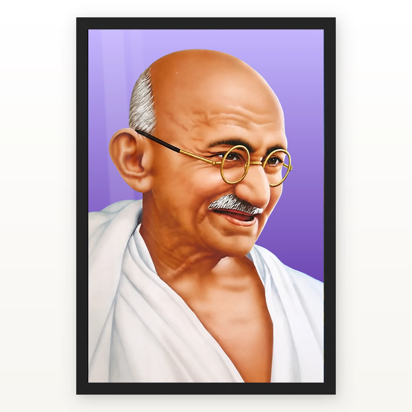 Mahatma Gandhi Purple Background Portrait Photo Frame