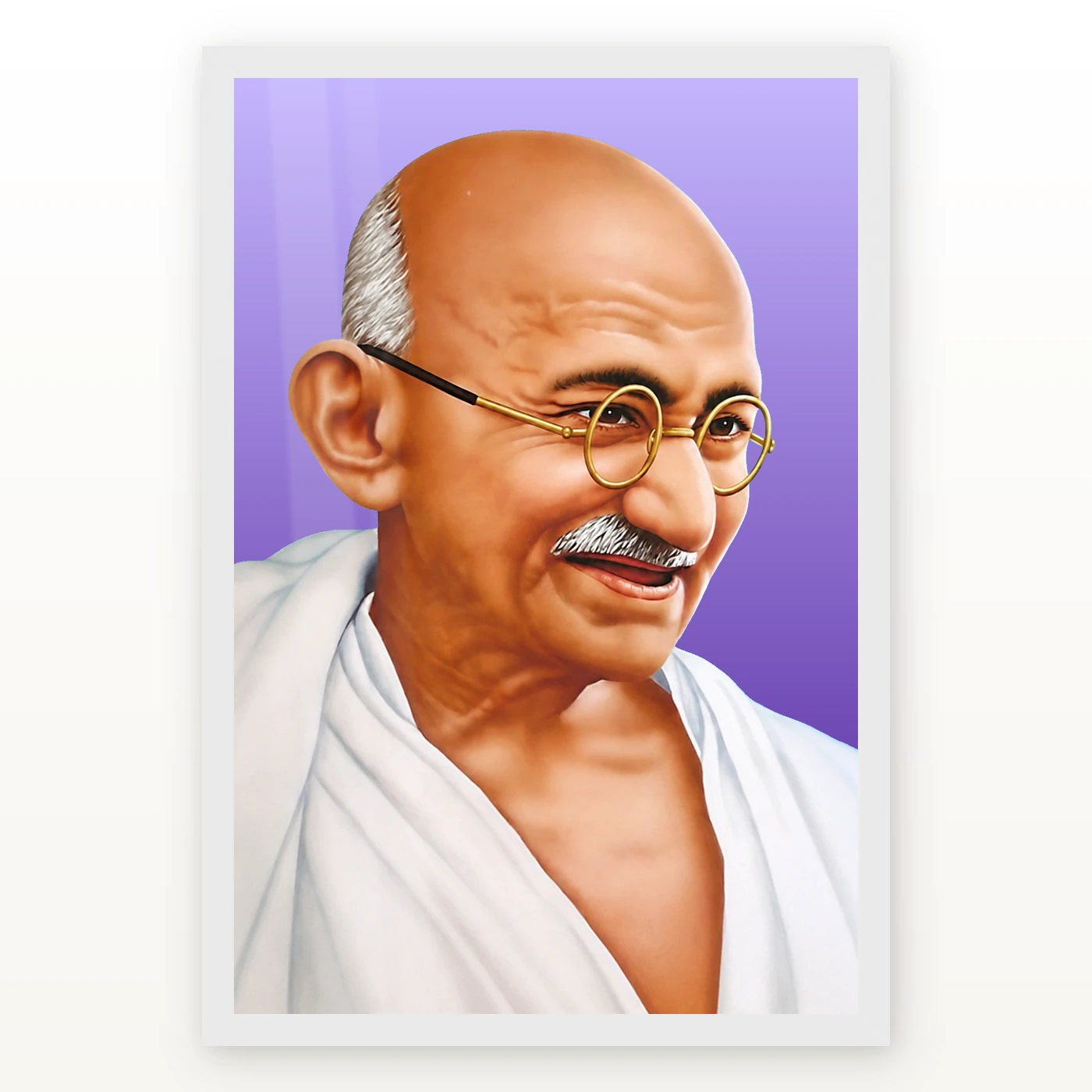 Mahatma Gandhi Purple Background Portrait Photo Frame, view 2