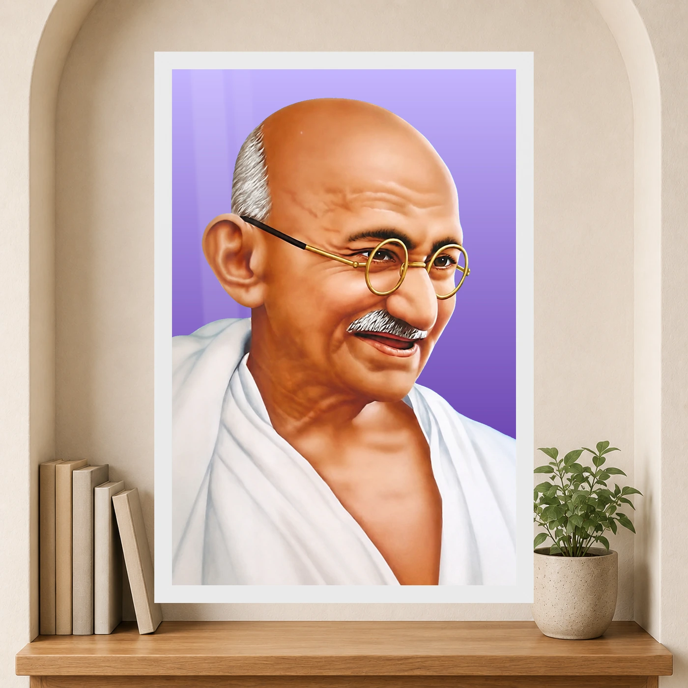 Mahatma Gandhi Purple Background Portrait Photo Frame, view 6