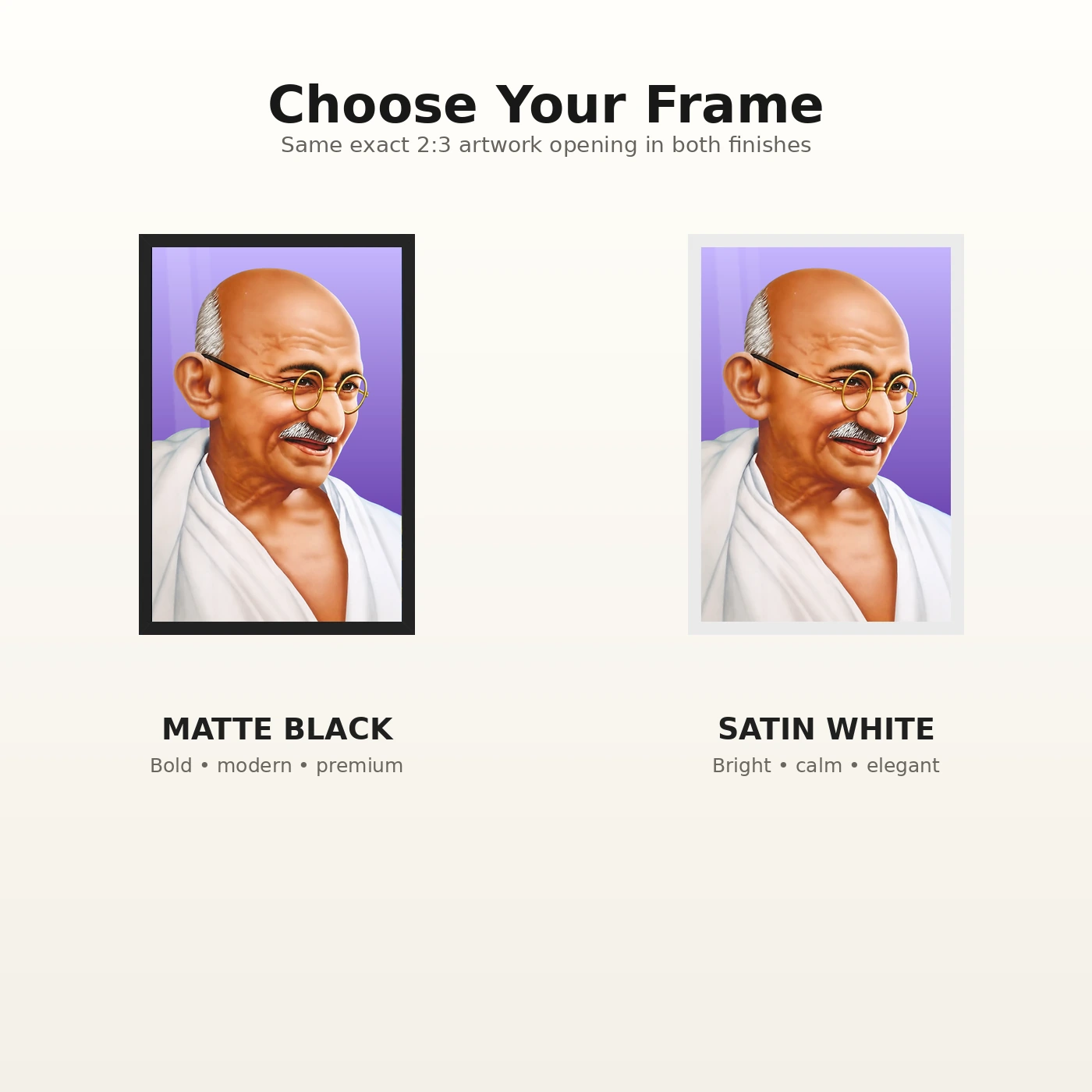 Mahatma Gandhi Purple Background Portrait Photo Frame, view 7